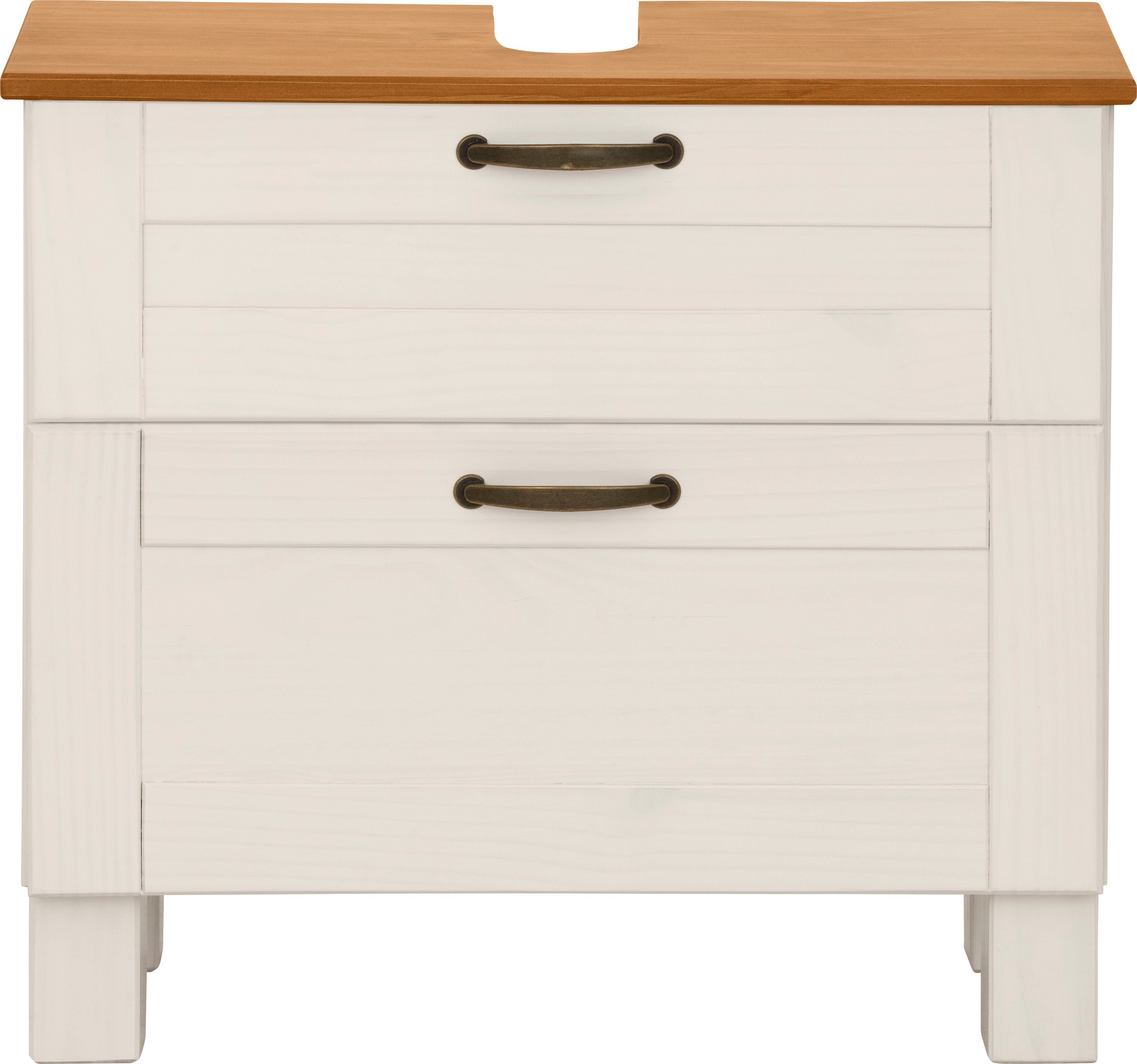 Home affaire Waschbeckenunterschrank Rodby FSC®-zertifiziertes Massivholz, Griffe Metall, Breite 60cm, Höhe 55cm