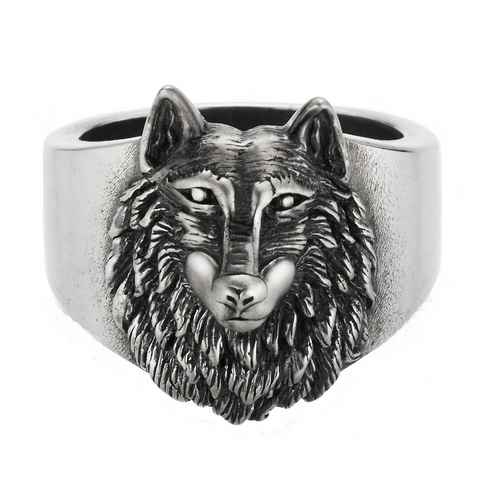CAÏ Fingerring 925/- Sterling Silber oxidiert Wolf Europa