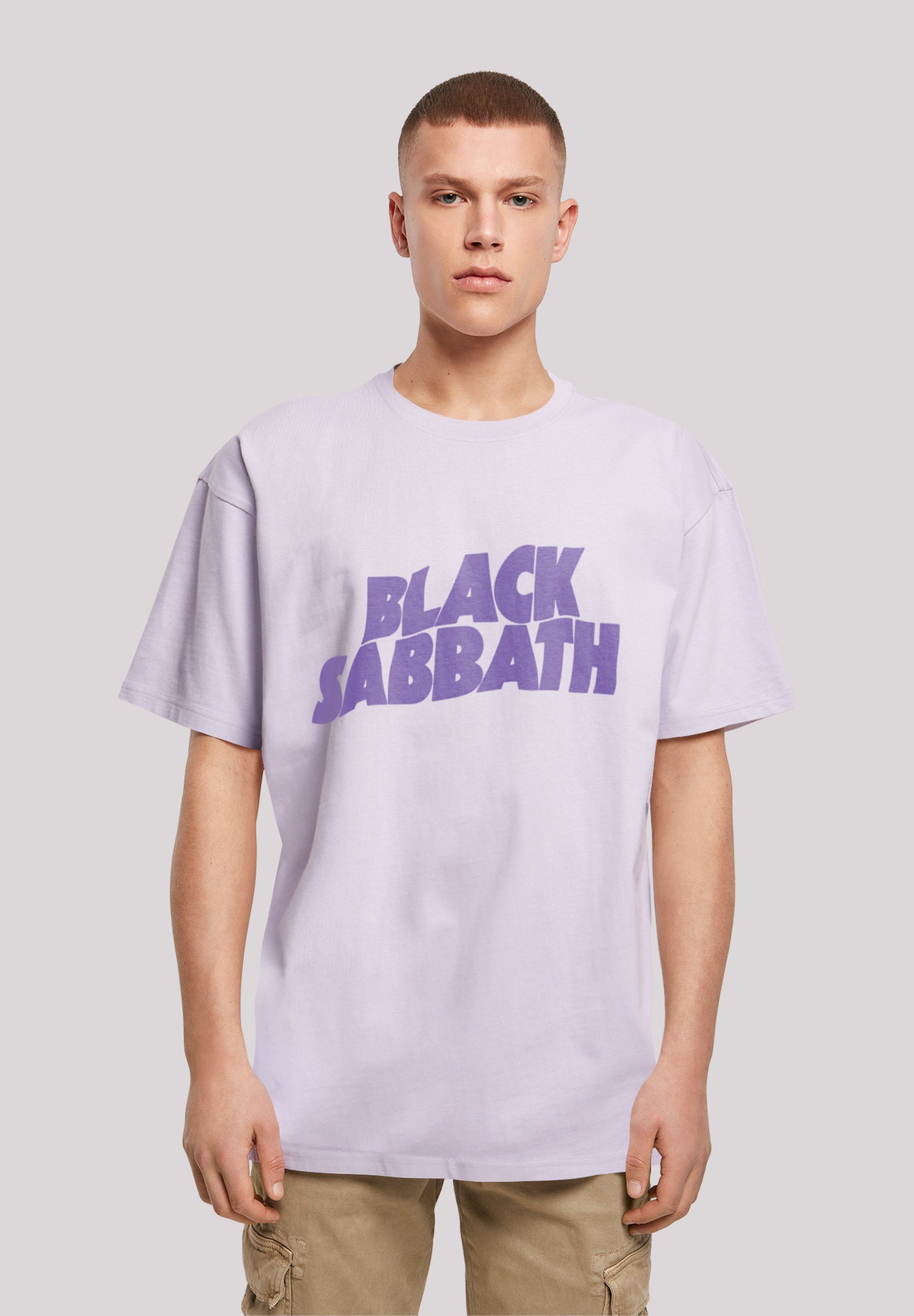 F4NT4STIC T-Shirt Black Sabbath Heavy Metal Band Wavy Logo Black Print lilac