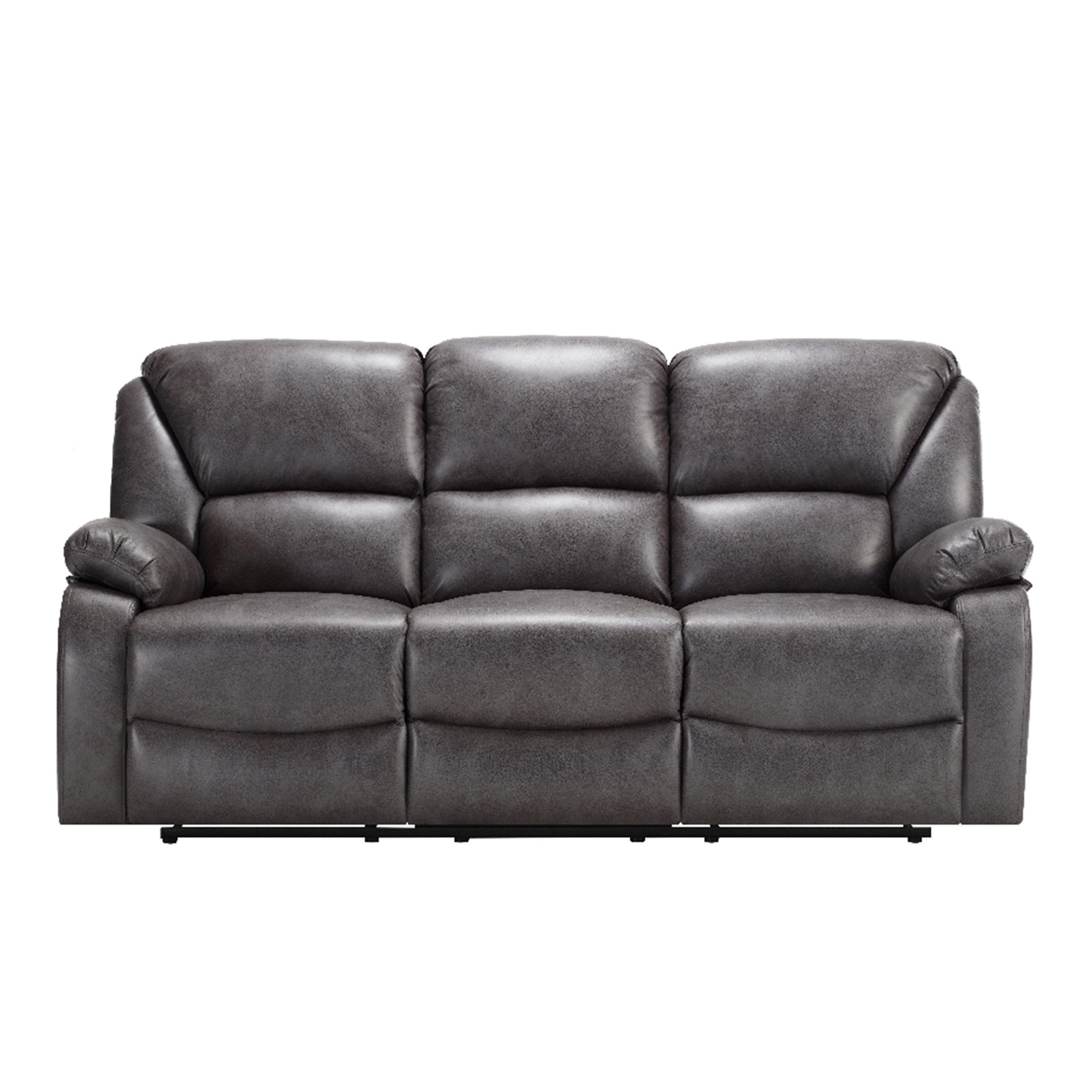 Happy Home Loungesofa Relaxsofa-Set 3 tlg. Couchgarnitur mit Relaxfunktionen grau Lederoptik