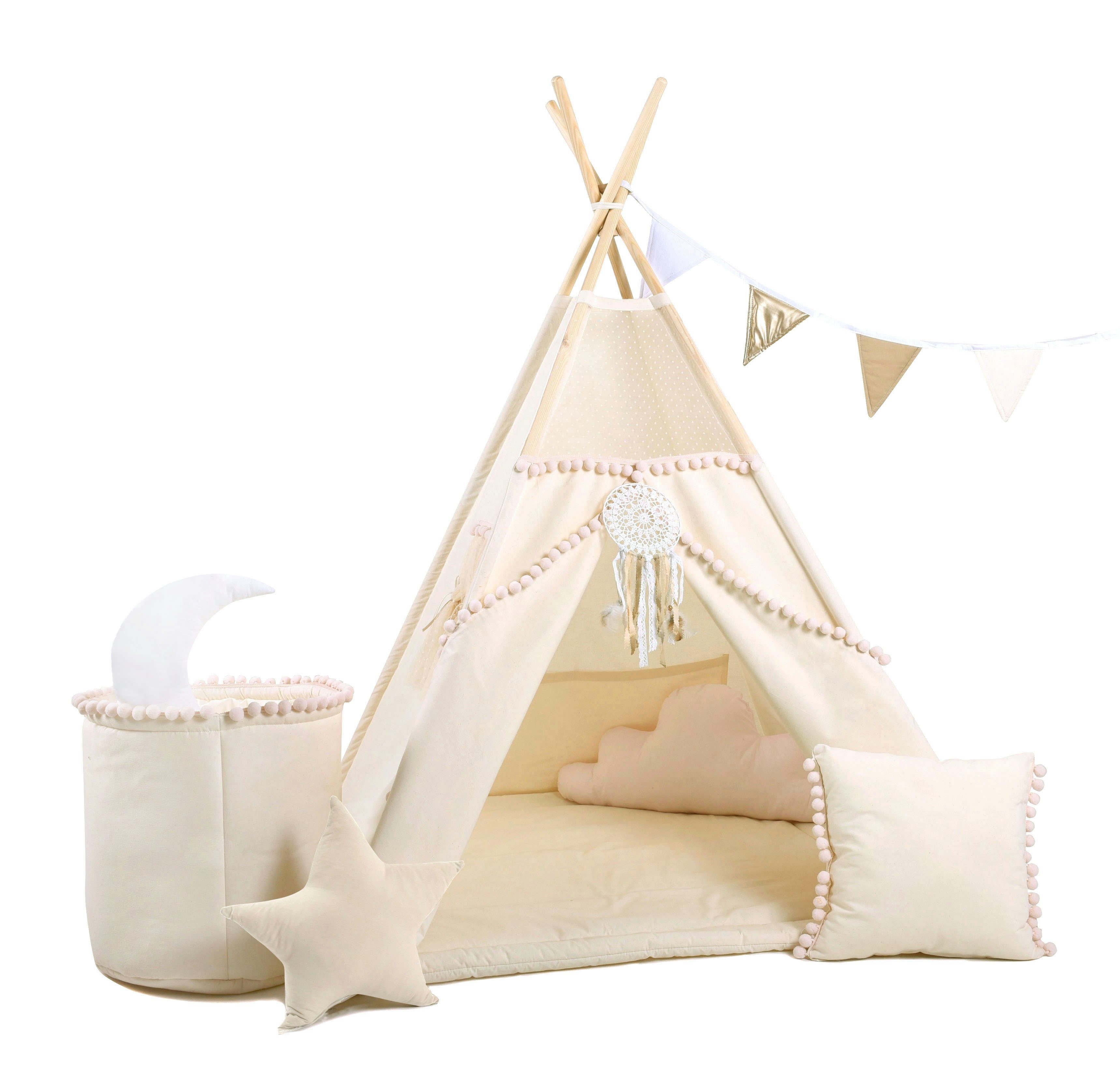 Rainbow Kids Tipi-Zelt Beiger Punkt, Personen: 2 (8 tlg., 3 verschiedene Va günstig online kaufen