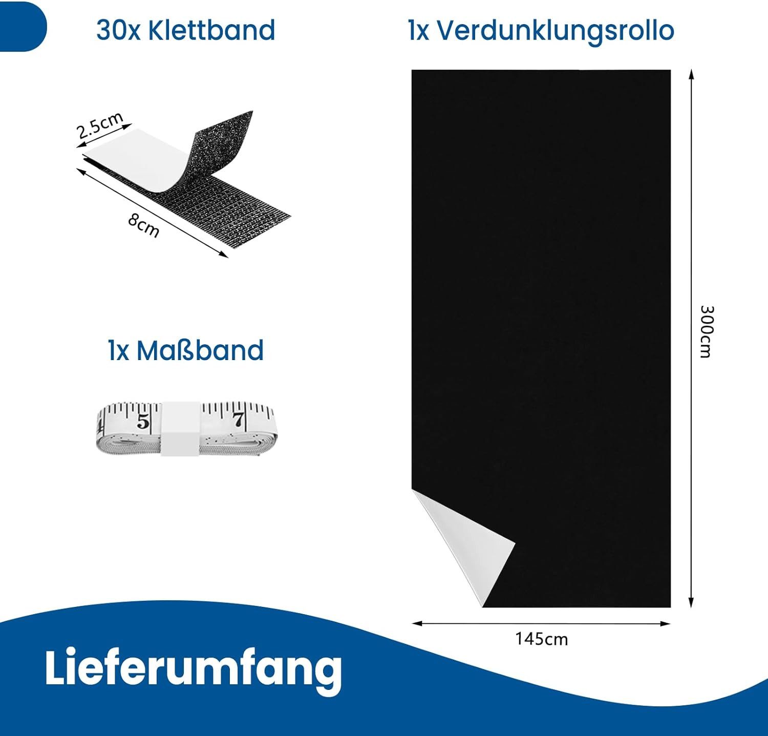 Verdunklungsrollo, Woltu, verdunkelnd, Klettverschluss, Klettverschlüsse, ohne Bohren, Verdunklungsfolie mit Klettstreifen, tragbar
