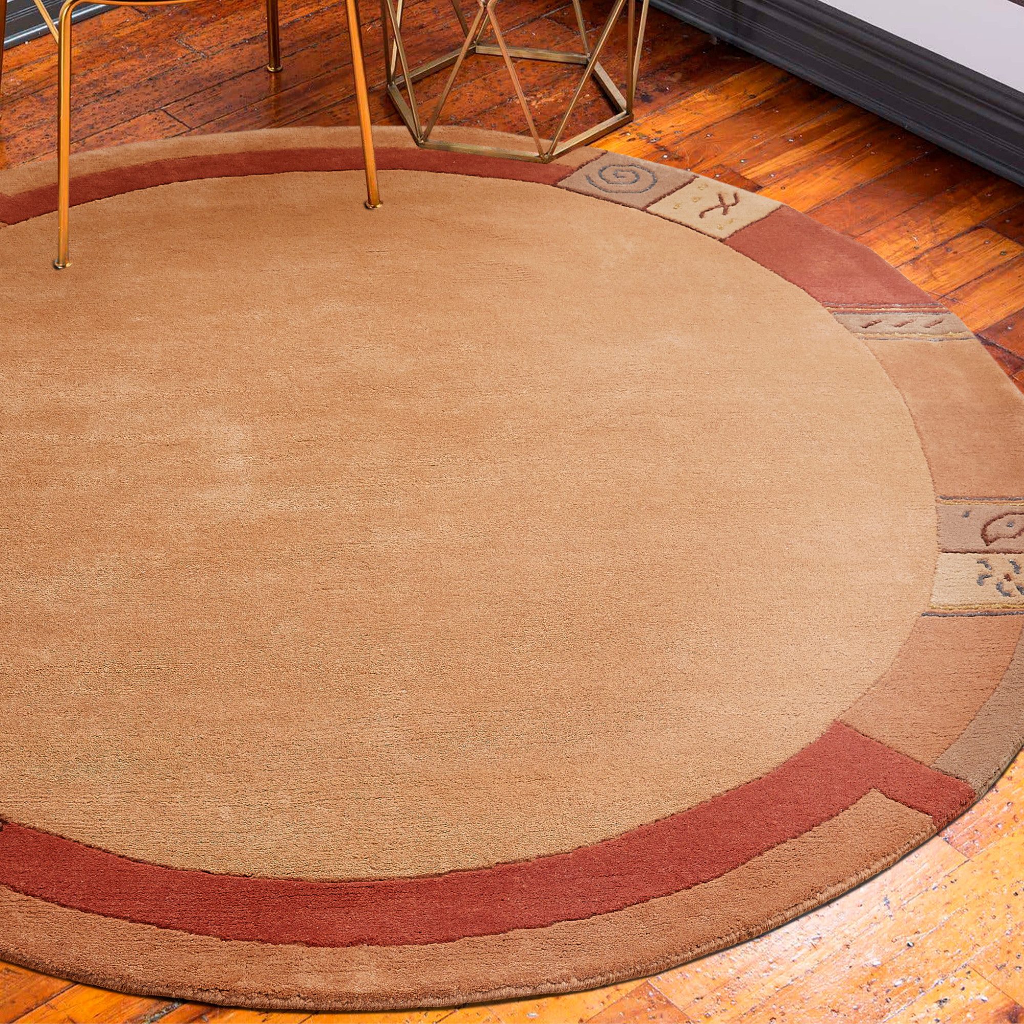 LUXOR living Wollteppich India, rund, Höhe: 20 mm, reine Wolle, handgeknüpft, mit Bordüre