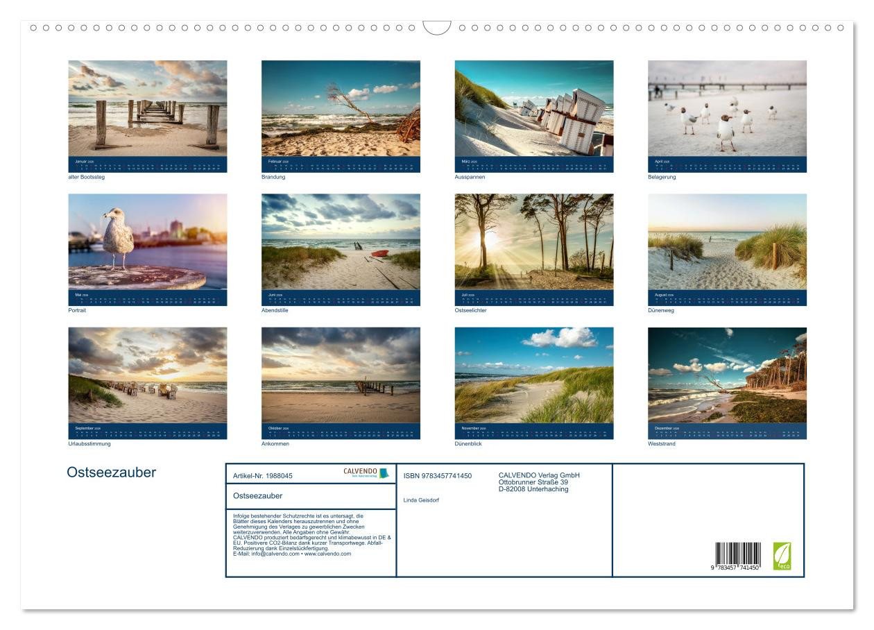 Thumbnail - CALVENDO Wandkalender Ostseezauber (Wandkalender 2026 DIN A2 quer), CALVENDO Monatskalender