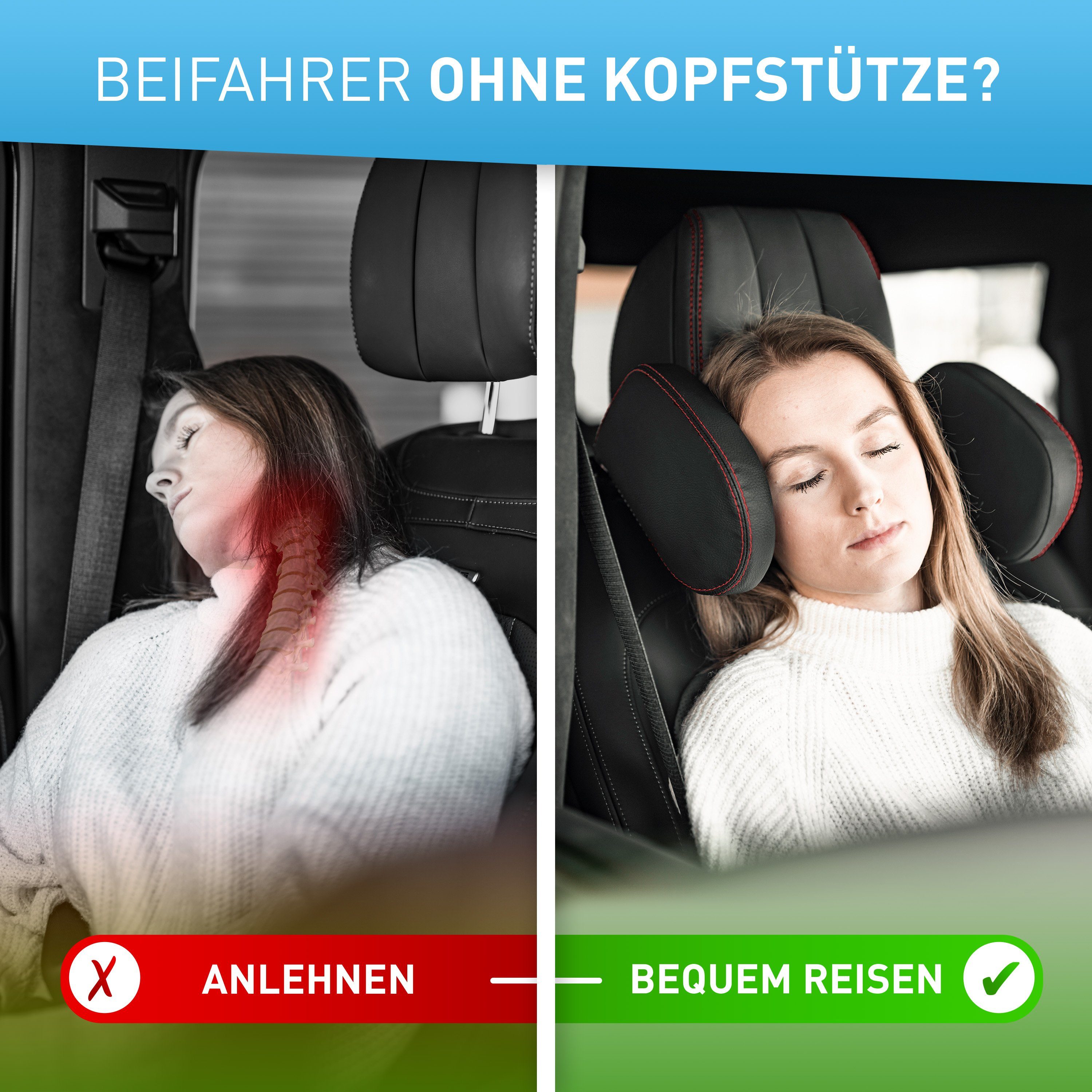 FLIPLINE® Autokopfstütze - Kopfstütze Auto Kinder - Installation