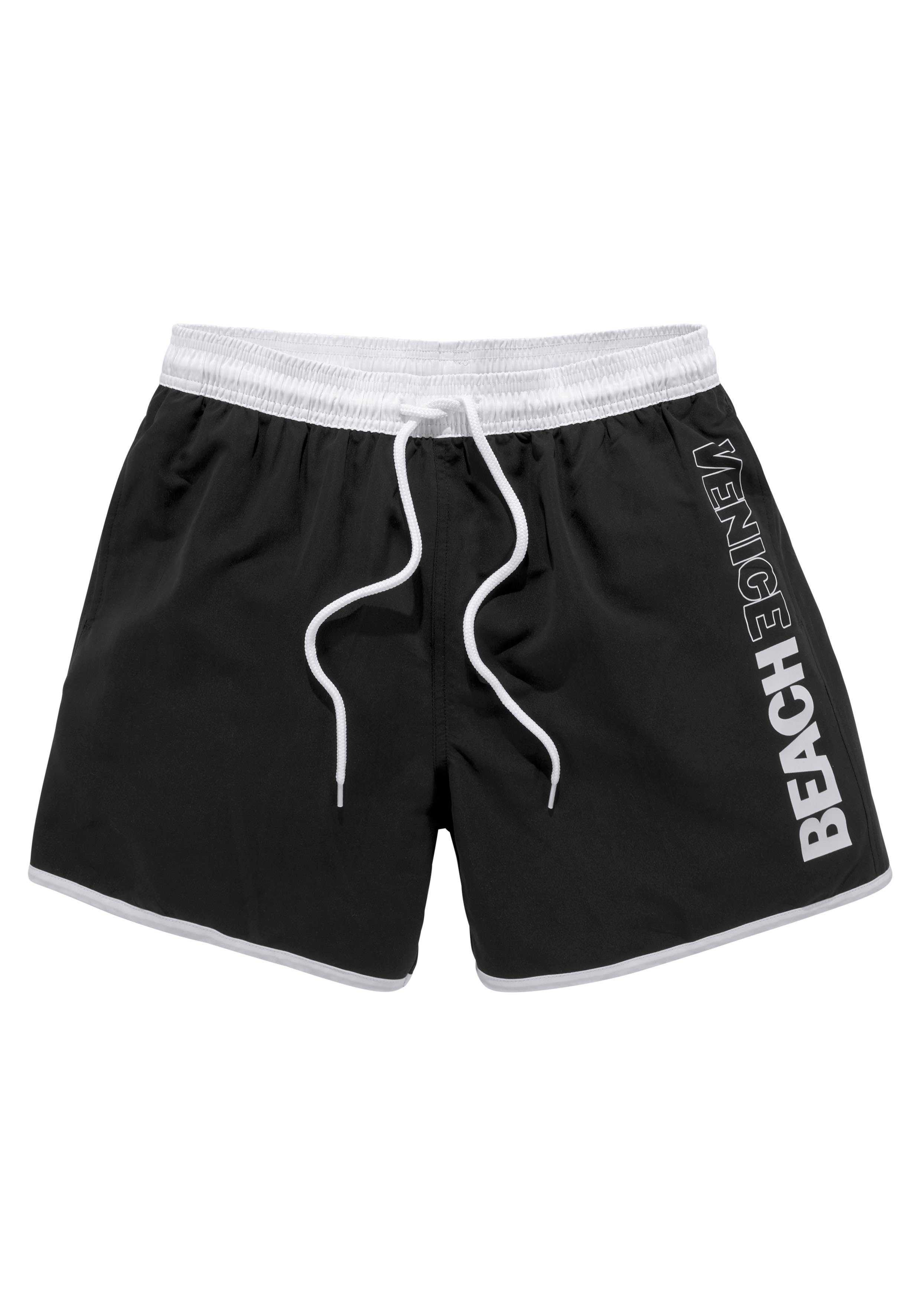 Beach Bein Bo mit Badeshorts am schwarz Logodruck Venice