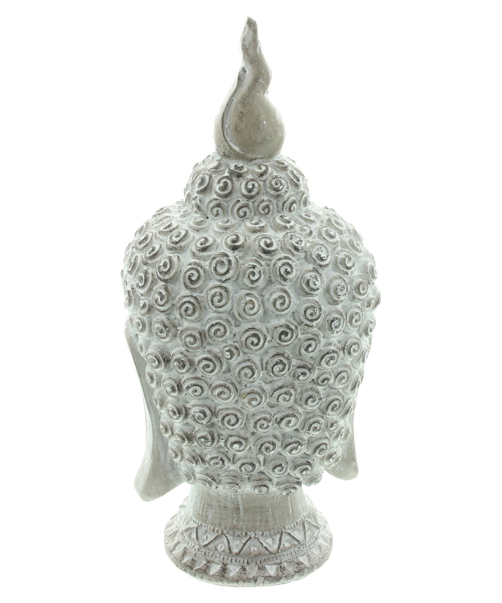Dekoleidenschaft Buddhafigur "Relax" Gartendeko aus Magnesiumoxid, Buddha Kopf 32 cm groß, Deko, braun / weiß gekalkt, Dekofigur – Bild 5 von 5