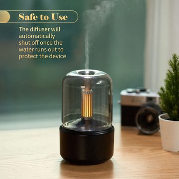 GOOLOO Luftbefeuchter Aroma Diffuser USB Raumbefeuchter Humidifier 120ml Wassertank, 0,12 l Wassertank, Simulierter Kerzendiffusor mit Nachtlicht für Schlafzimmer, Büro, Yoga