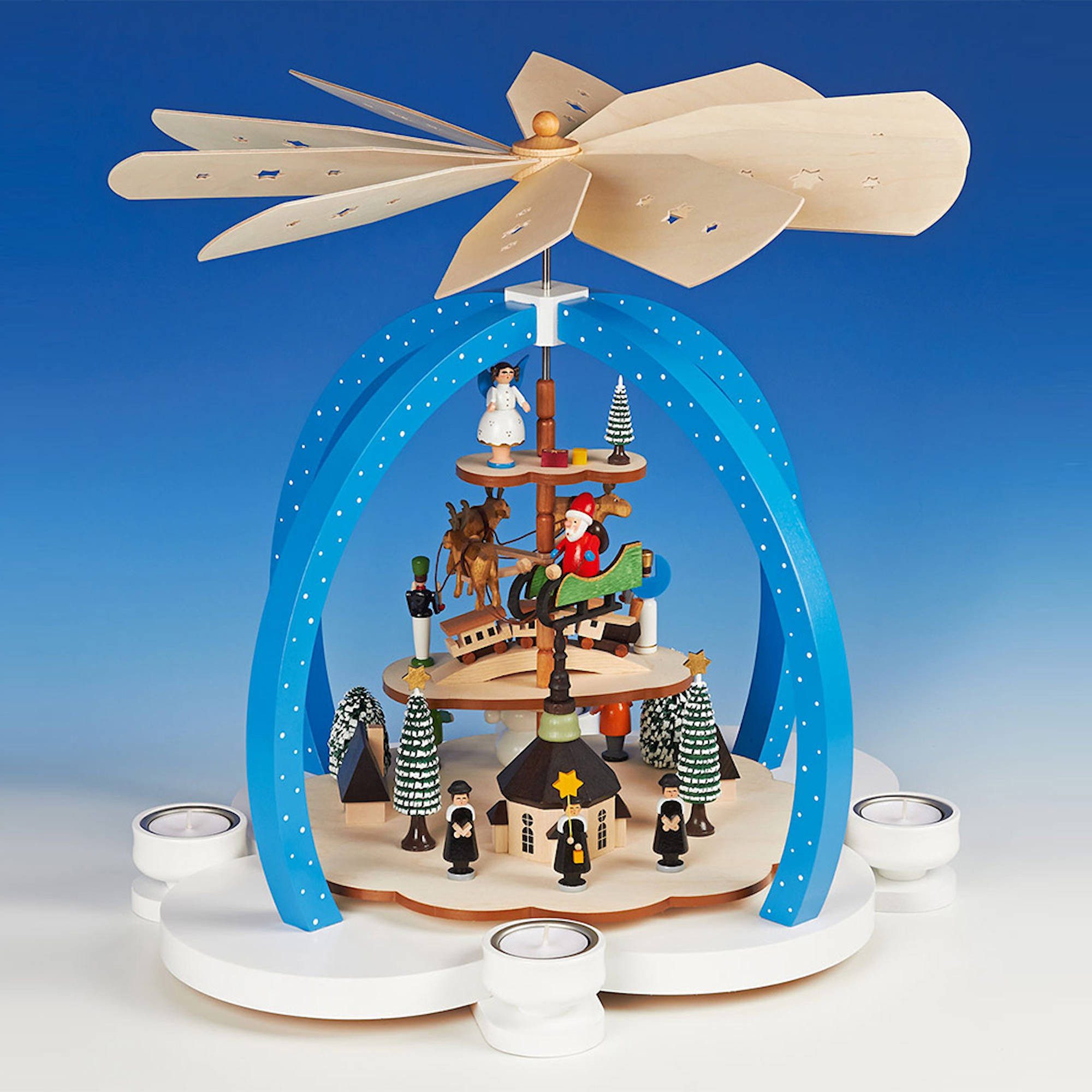 Knuth Neuber Weihnachtspyramide Teelichtpyramide Wolkenzauber, bunt, Original Erzgebirge