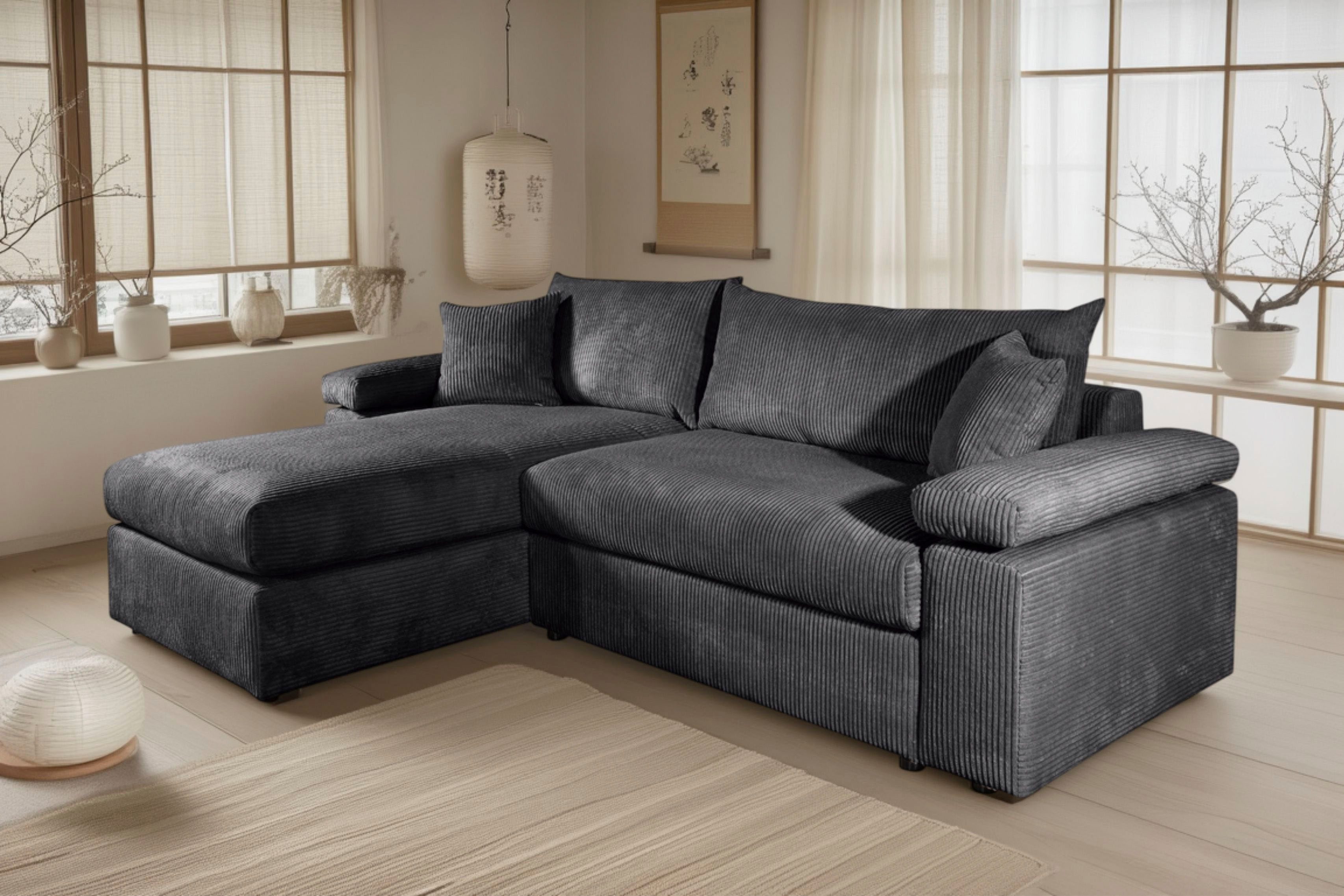 OTTO home Ecksofa Cosy L-Form, B: 234 cm, Sitzaufbau im Sandwich-Federkern, 2 Zierkissen, Mega-Sofa, Cord oder Struktur weich, Kaltschaumauflage