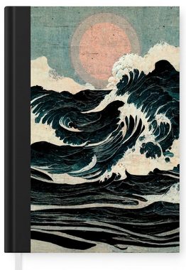 MuchoWow Notizbuch Jahrgang - Meer - Wellen - Sonne, Journal, Merkzettel, Tagebuch, Notizheft, A5, 98 Seiten, Haushaltsbuch