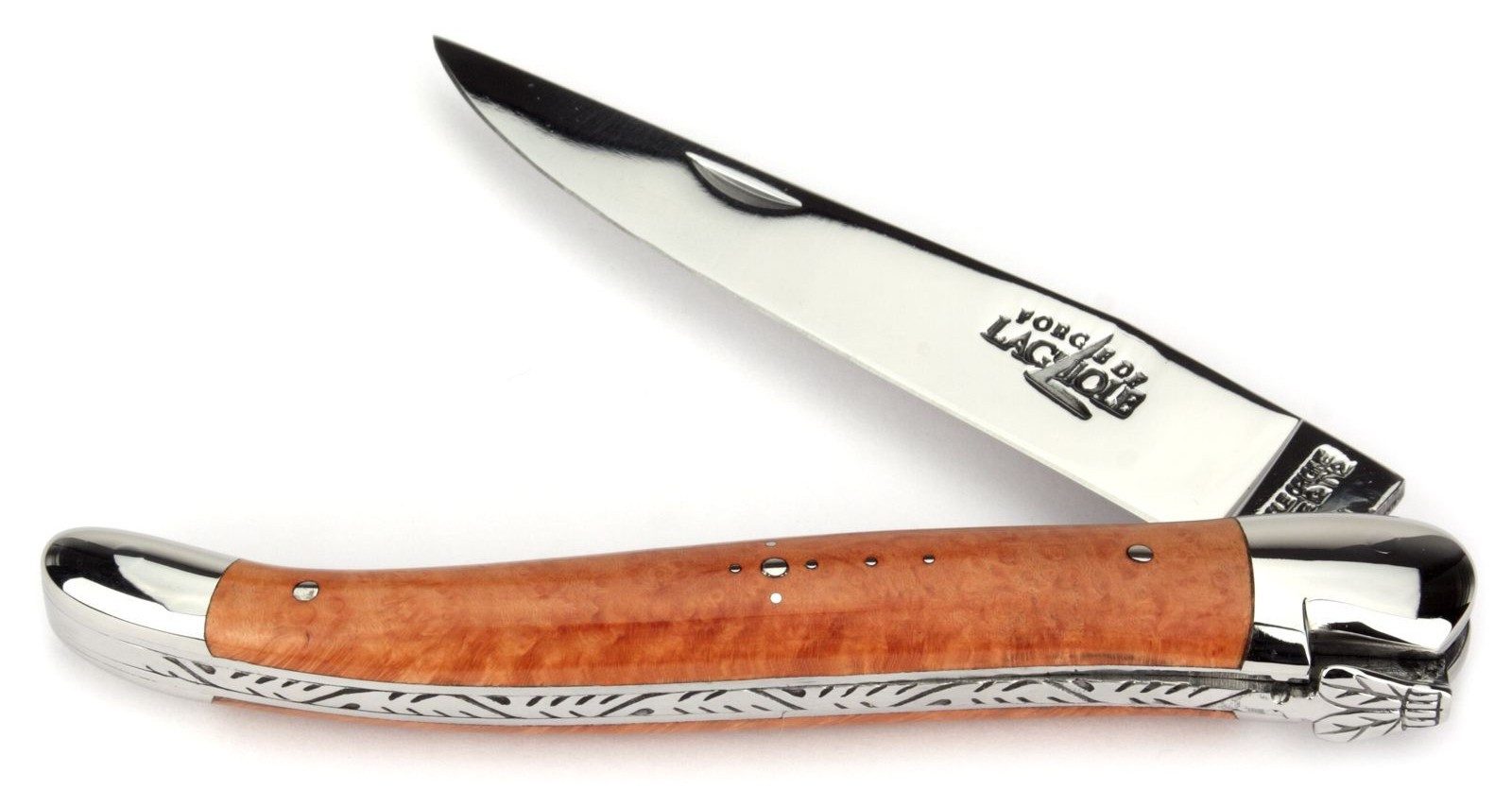Forge de Laguiole Taschenmesser 1212 IN BR BRI, Griff 12cm Bruyère - Verzierte Feder - Klinge Backen Stahl glänzend