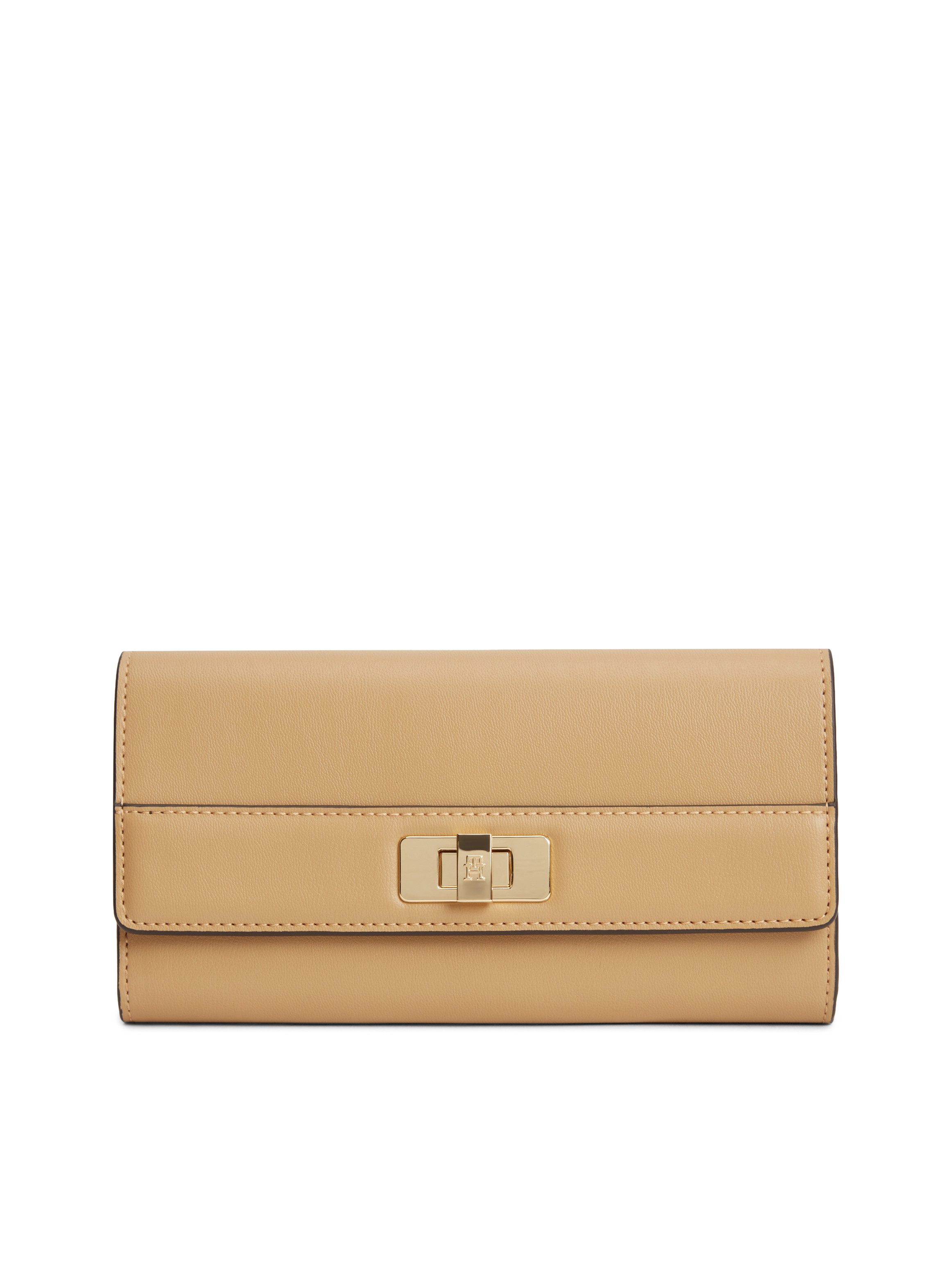 Tommy Hilfiger Geldbörse TH MODERN LARGE FLAP WALLET, Damen Portemonnaie, Geldbeute mit goldfarbenen Accessoires