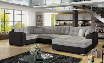 MOEBLO Wohnlandschaft DARIO U, ohne Bettkasten Couch U-Form Polstergarnitur Wohnlandschaft Polstersofa mit Ottomane Couchgranitur, mit Schlaffunktion