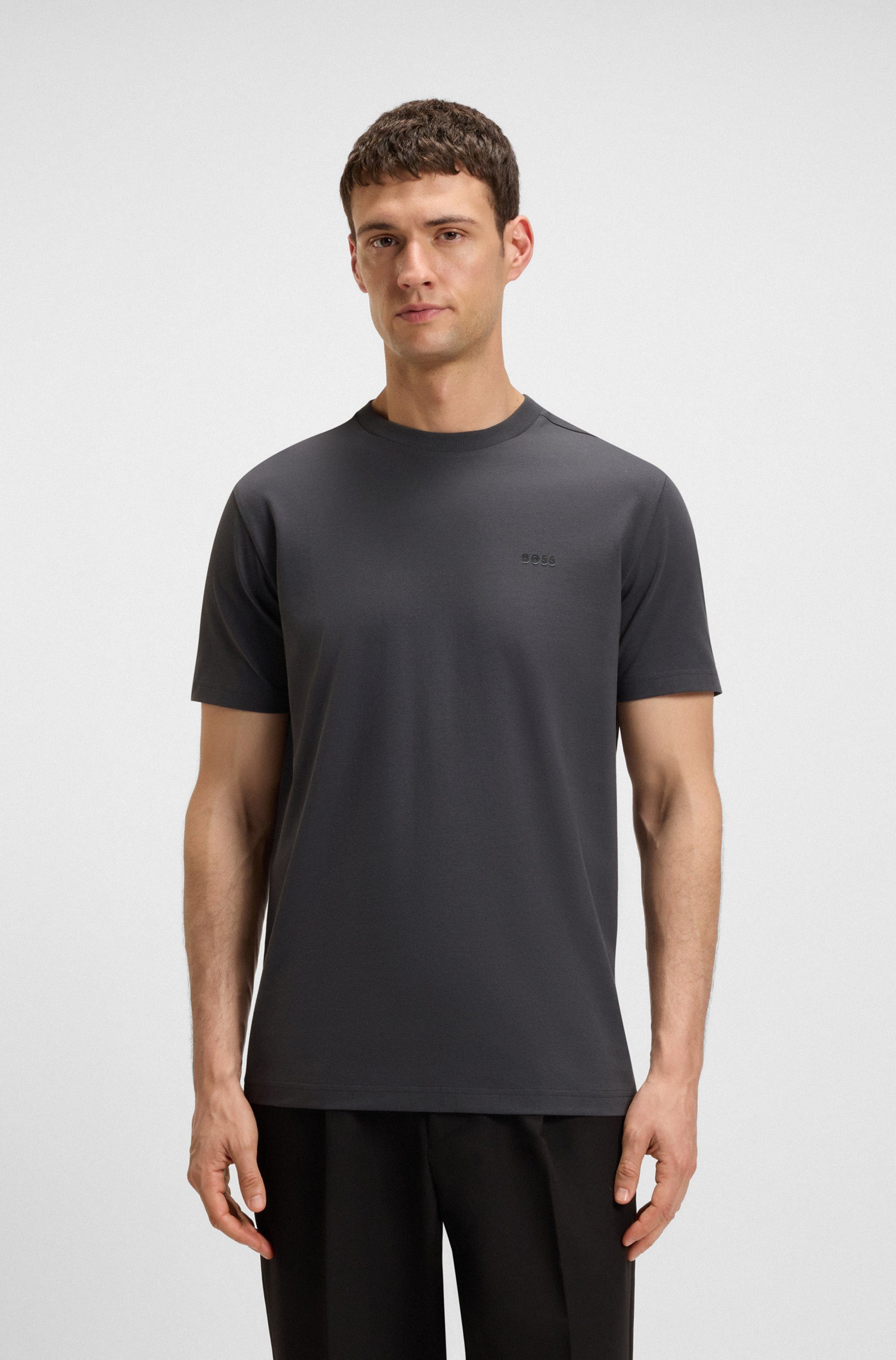 BOSS GREEN Rundhalsshirt Tee mit gummiertem günstig online kaufen