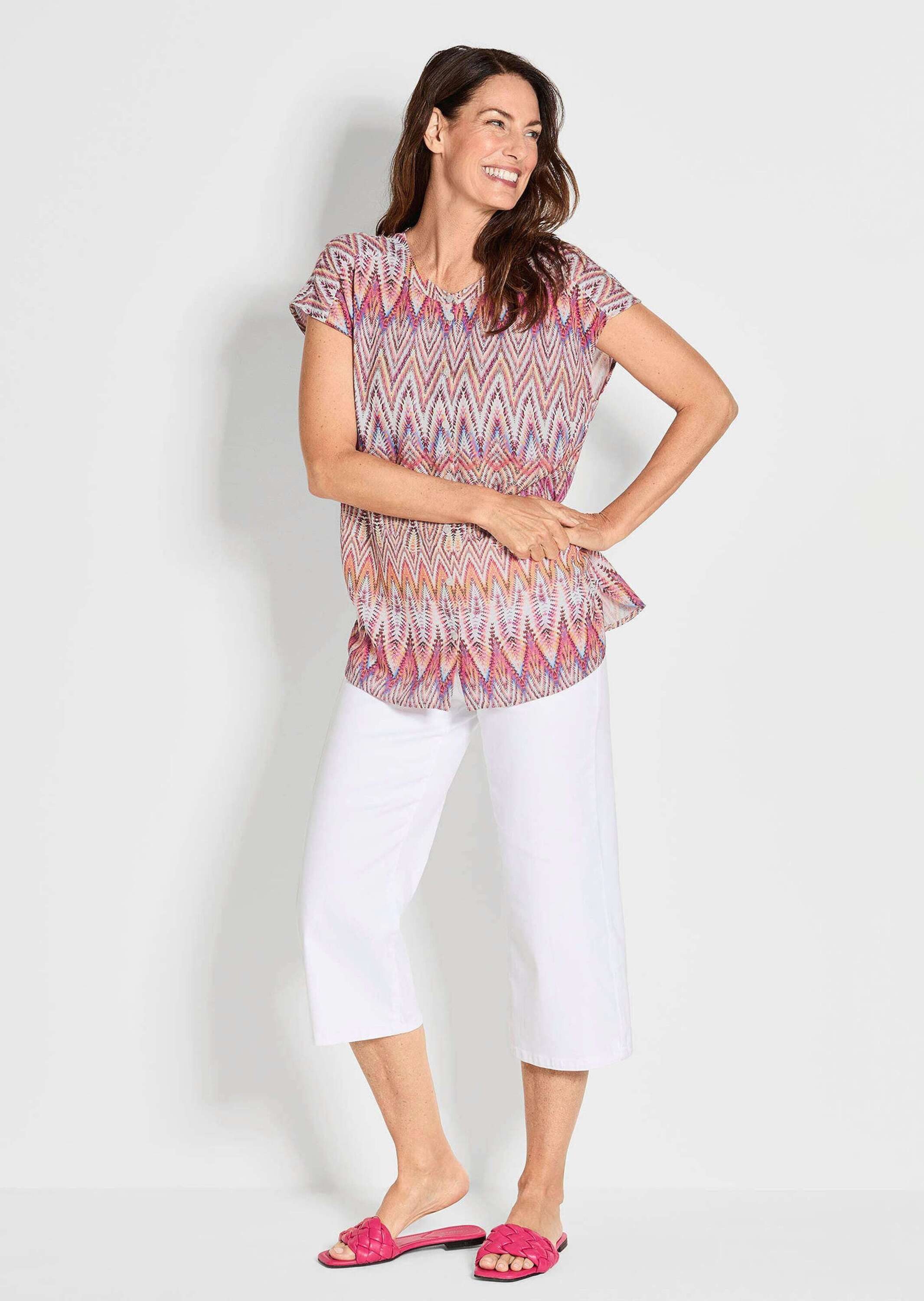 GOLDNER Kurzarmbluse Legere Bluse mit Druck günstig online kaufen