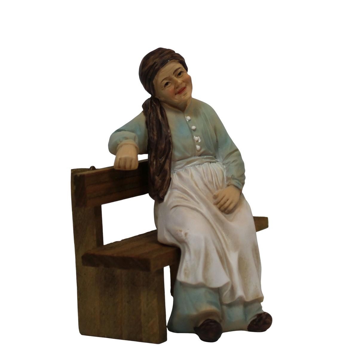 ZICOM Krippenfigur Großmutter sitzend auf Bank Polyresin handbemalt 10–11 cm (Set, 2-teilig)