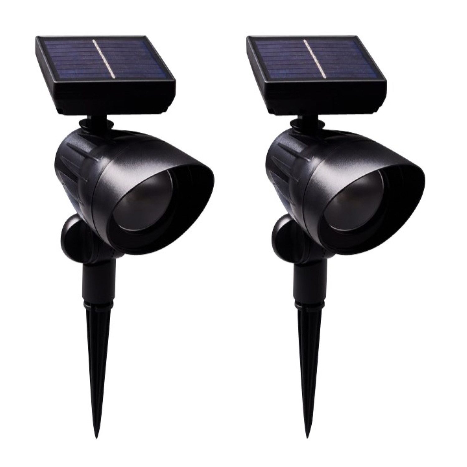 Online-Fuchs Gartenstrahler für außen - 2 LED Solarleuchten, Lampen für Bäume & Sträucher - Deko, bewegliche Strahlerköpfe zum Ausrichten, warmweiß oder kaltweiß wählbar, setzen Sie Ihren Garten, die Fassade, Wege oder Figuren in Szene