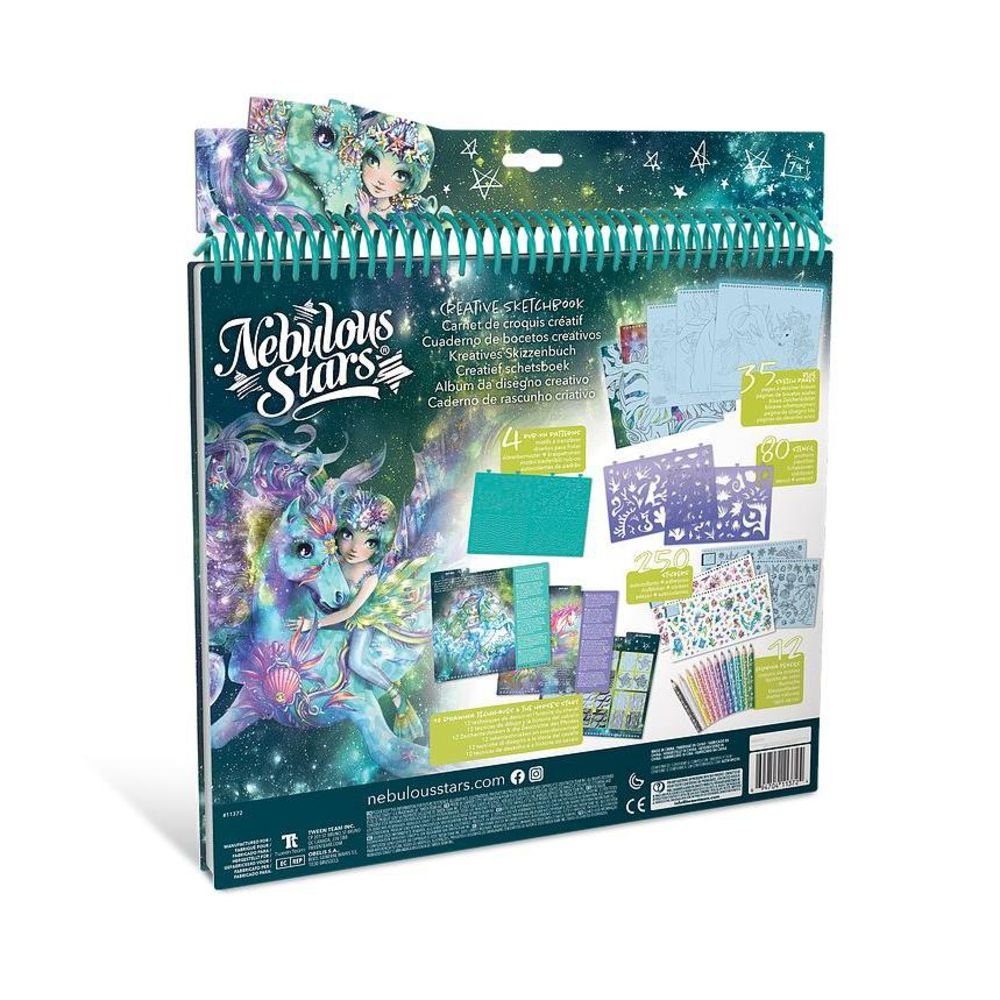 Nebulous Stars Kreativset Kreatives Skizzenbuch Ariaz & Joyiaz, mit Schablonen, Aufkleber und Stifte, Fantasiepferde, Zeichenset