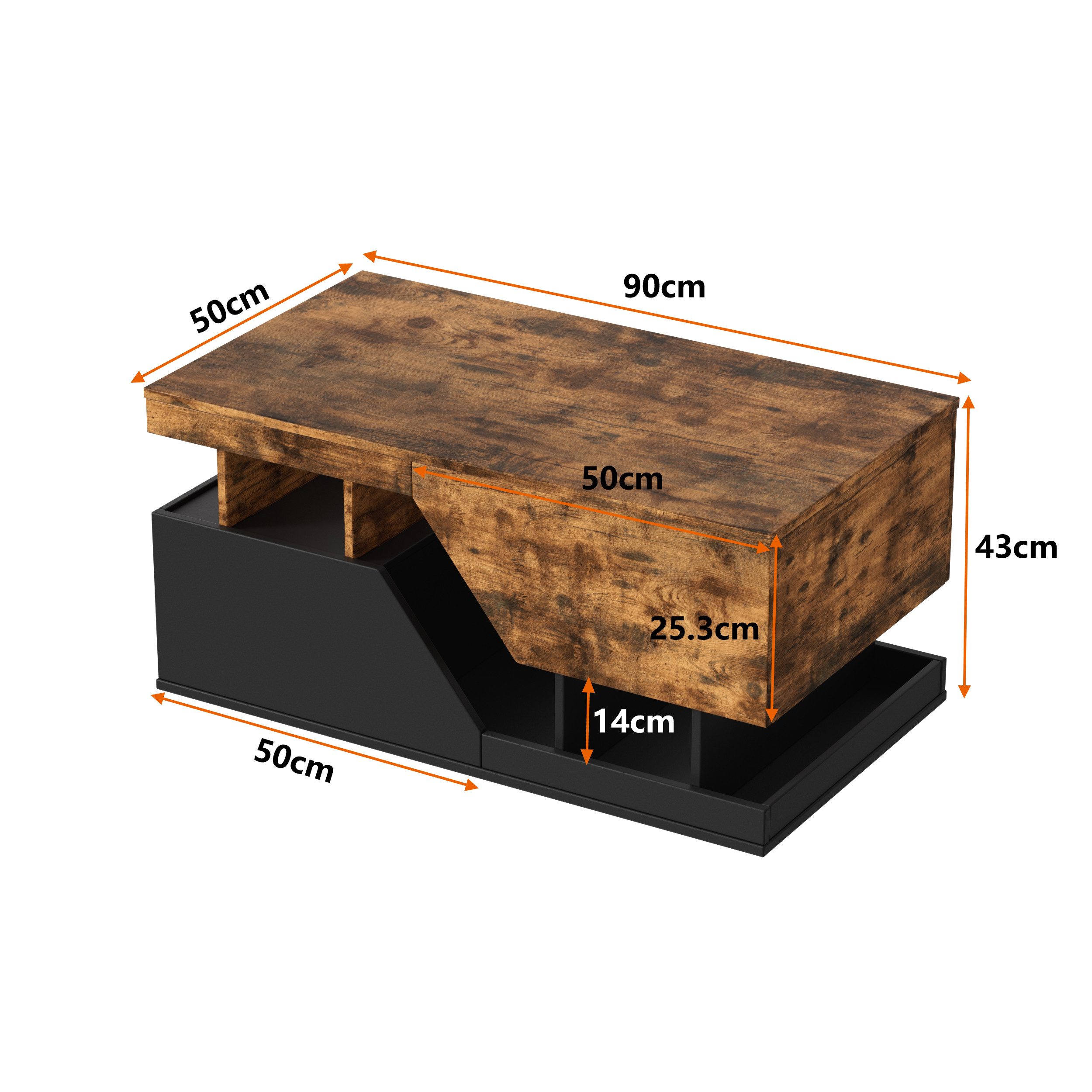 TWSOUL Couchtisch Moderner Couchtisch mit LED-Beleuchtung,Wohnzimmertisch m günstig online kaufen