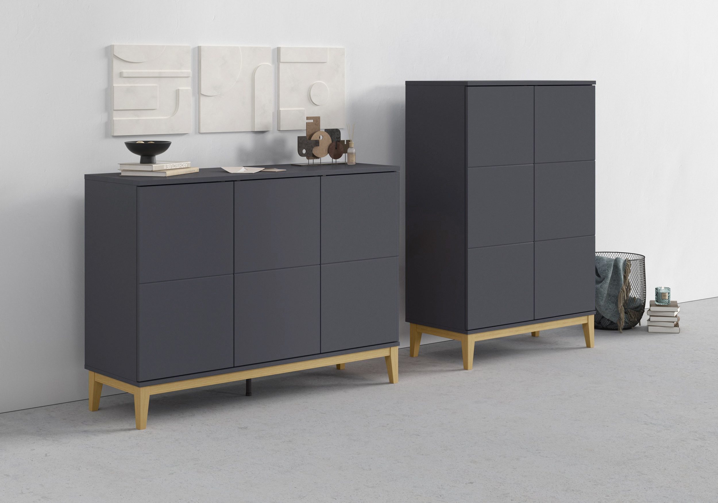 OTTO home Highboard Maryd (1 St), Hochkommode mit Untergestell in Holzoptik
