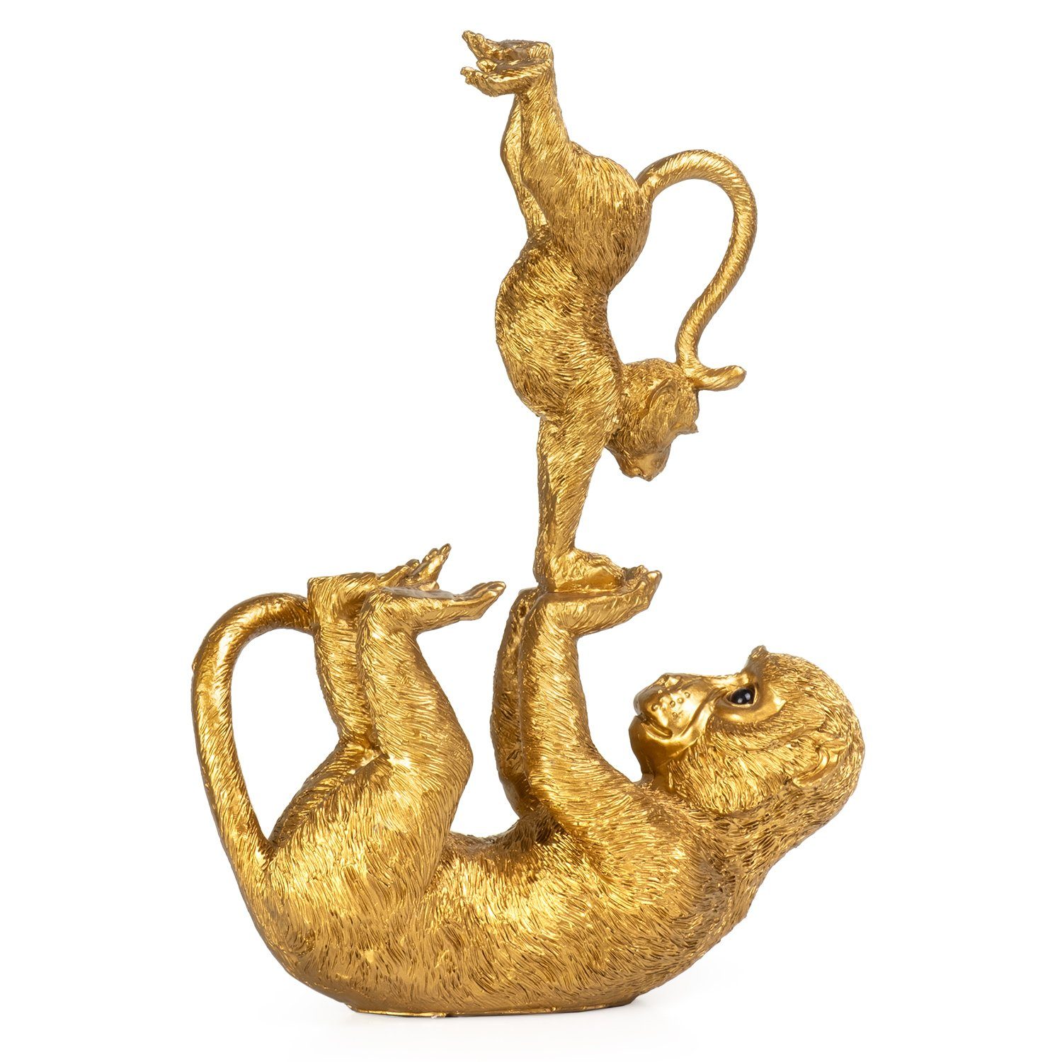 spielt Dekoration Dekofigur Polyresin Dekofigur Dekoelement gold, aus Polyresin Figuren Mutter aus mit Affen-Yoga Deko-Figur Kind Moritz