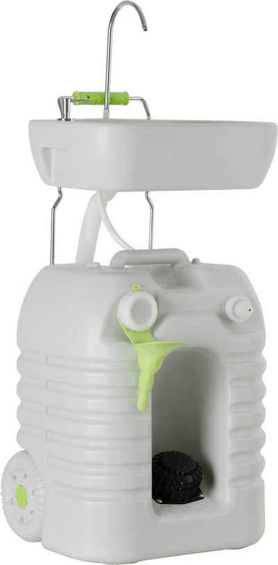 Stagecaptain Waschbecken PSW-45 Quixie Portables Waschbecken (mit 45 Liter Wassertank, 1-St., inkl. Spender für Flüssigseife/Desinfektionsmittel), mit mechanischer Wasserpumpe und höhenverstellbarer Waschtisch