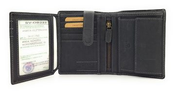 JOCKEY CLUB Geldbörse echt Leder Portemonnaie mit RFID Schutz heulender Wolf, Geldbeutel, Mond, Farbe schwarz