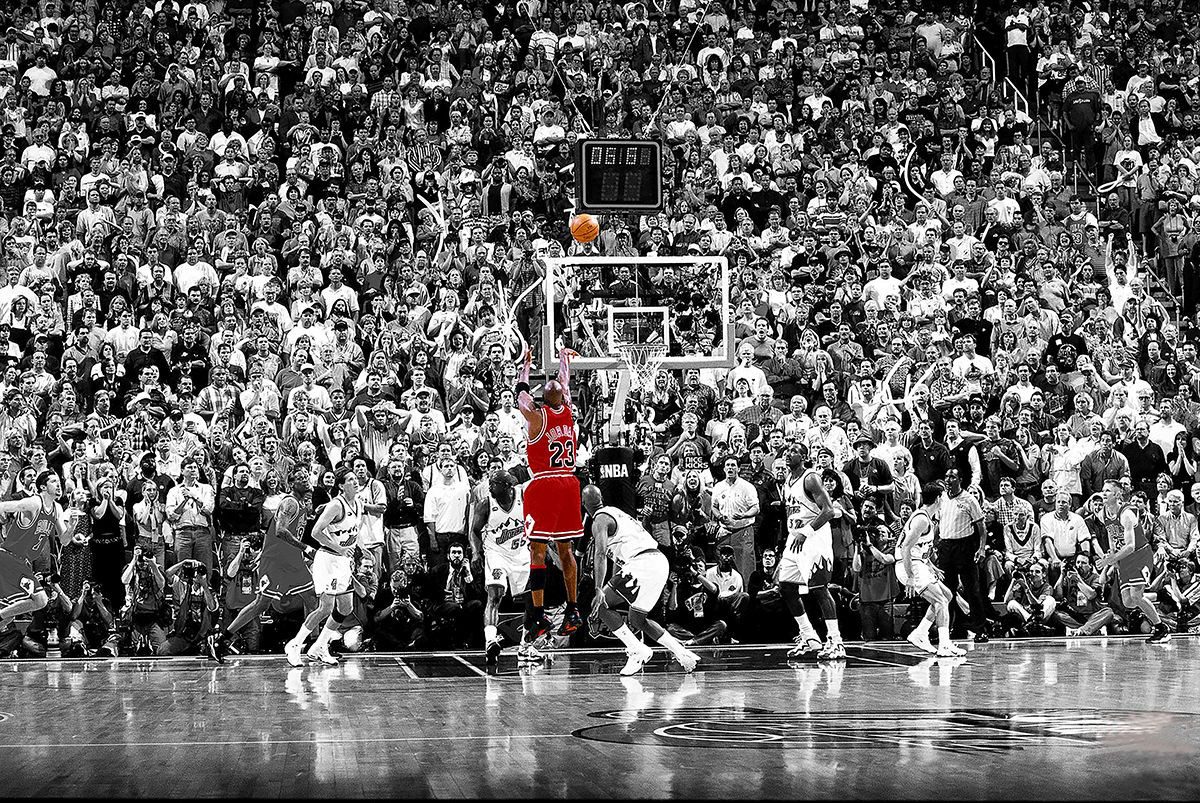 Close Up Poster Michael Jordan Poster Last Shot 1998 Colorized 91,5 x 61 cm