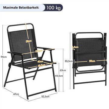 Yaheetech Klappstuhl (2 St), Gartenstuhl Klappsessel mit Hoher Rückenlehne & Armlehnen