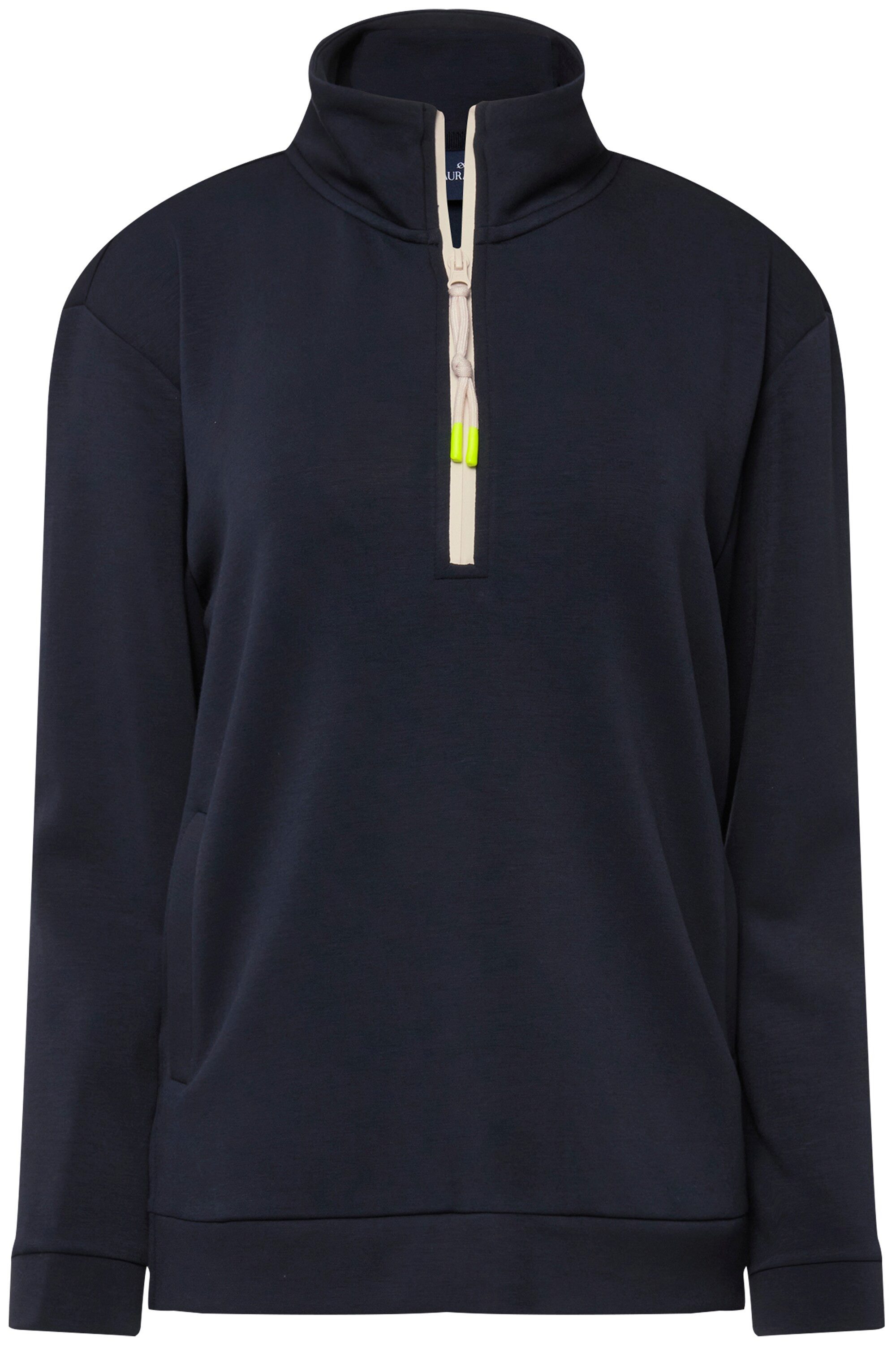 Laurasøn Sweatshirt Sweatshirt Troyerkragen Langarm Seitenschlitze günstig online kaufen