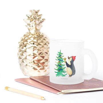 Mr. & Mrs. Panda Teeglas Pinguin Weihnachtsbaum - Transparent - Geschenk, Wintermotiv, Winter, Premium Glas, Liebevolles Design
