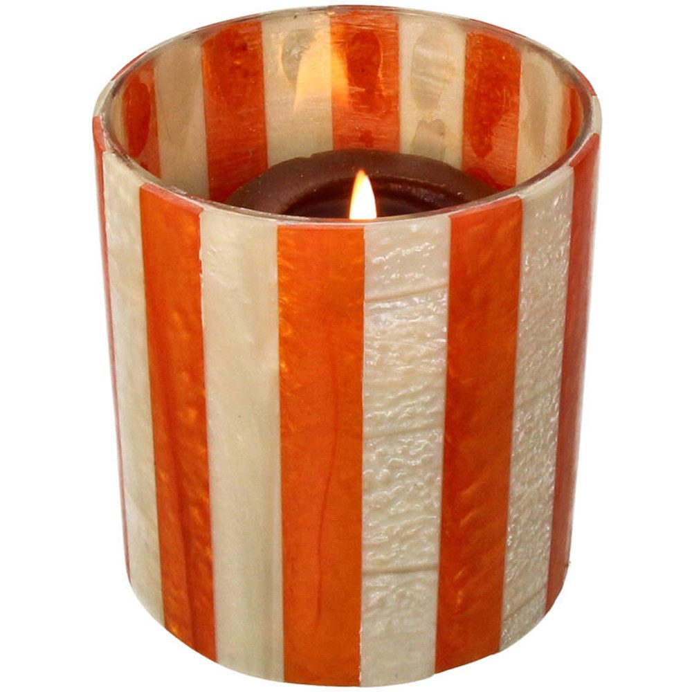Kersten BV Windlicht Kerzenhalter STRIPES orange creme, Ø10x12cm