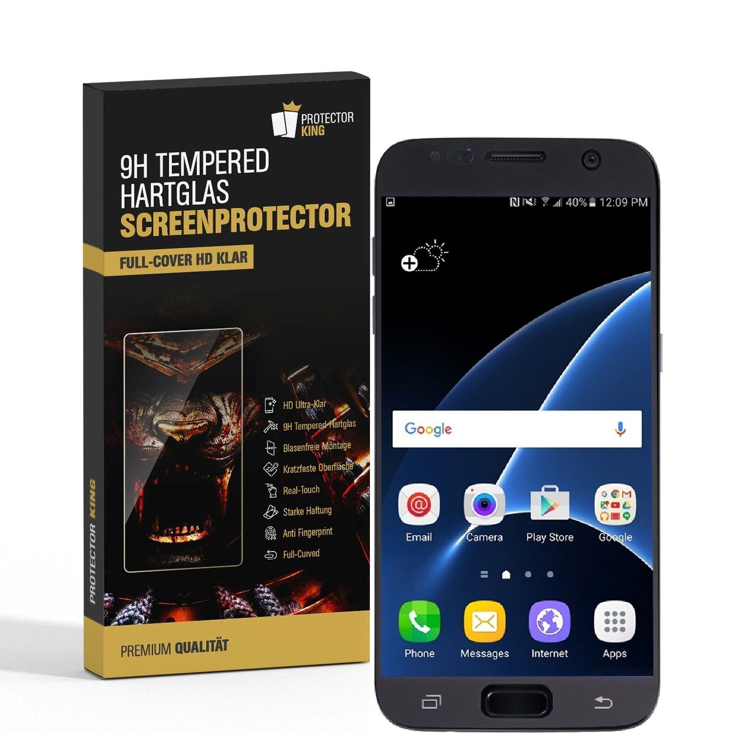 Protectorking Schutzfolie 4x 9H Panzerglas für Samsung Galaxy S7 FULL CURVED Displayschutz Panze, (4-Stück), Displayschutzglas, Schutzglas Echtglas Tempered 9H Härte HD-KLAR
