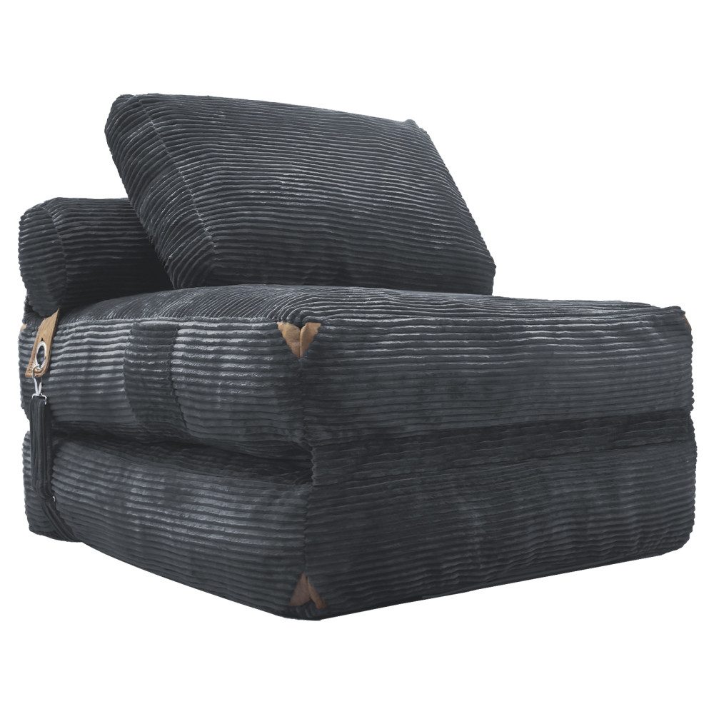 BBG Loungesofa Schlafsessel 1-Sitzer mit Seitentaschen, klappbarer Loungesessel, Relaxsessel Einzelsofa, ausziehbarer Schlafstuhl mit Flanell-Bezug, platzsparendes Funktionssofa für Wohnzimmer & Gästezimmer