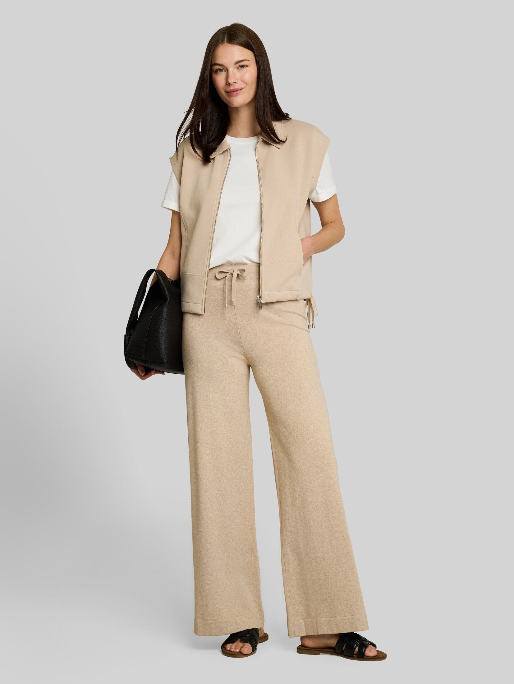 TOM TAILOR Stoffhose Hosen & Chino Wide Leg Strickhose mit Seidenanteil