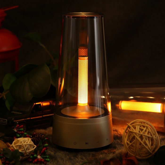 ZMH Nachttischlampe Dimmbar USB Bluetooth Lautsprecher Akku Kerzen- Stimmungslicht