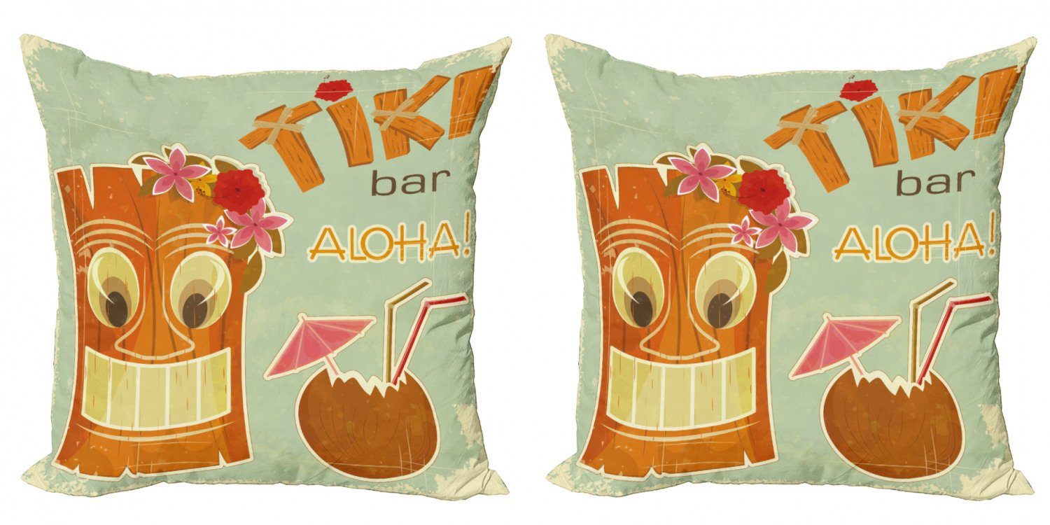 Doppelseitiger Flora Modern Tiki Bar Digitaldruck, Getränke Abakuhaus Stück), Kissenbezüge Maske (2 Accent