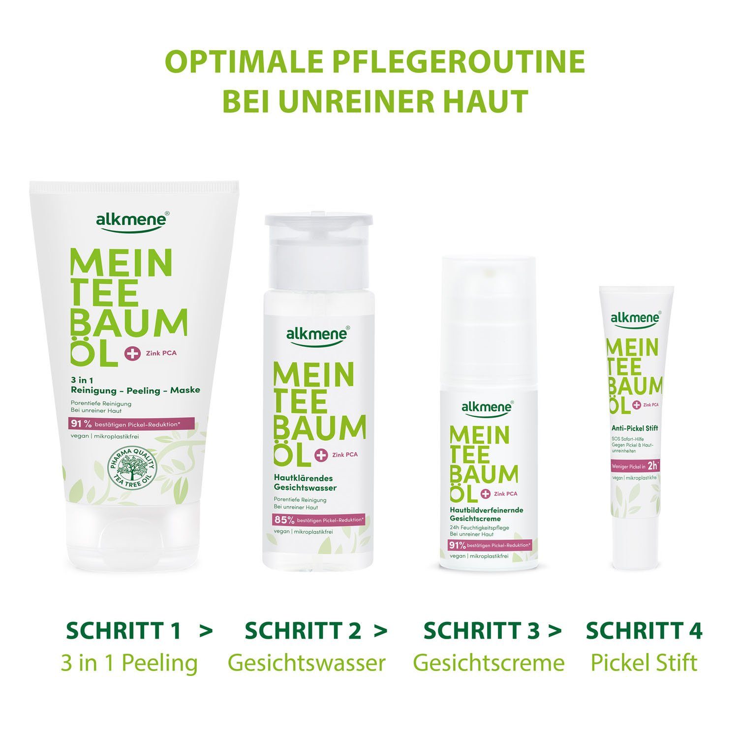 alkmene Peeling 3in1 Körperpeeling Reinigung 2x bestätigt, Pickel 2-tlg. Maske Reduktion 150 91% ml,