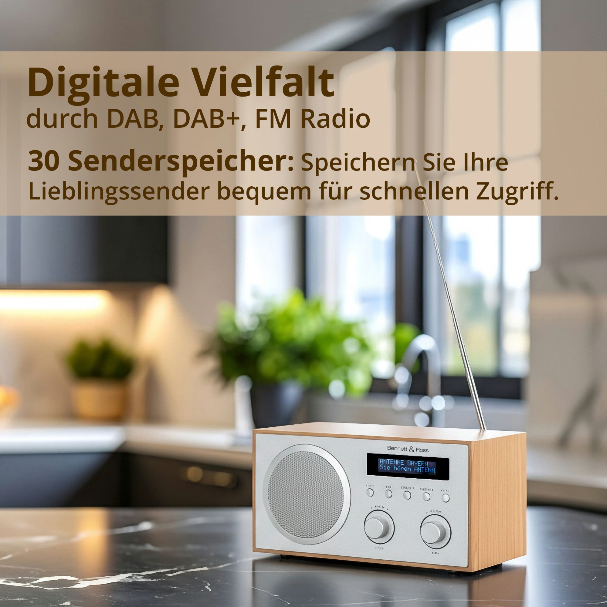 Bennett & Ross Radiowecker Bennett & Ross DAB-258 NT Vikedal DAB/FM-Radio mit Bluetooth