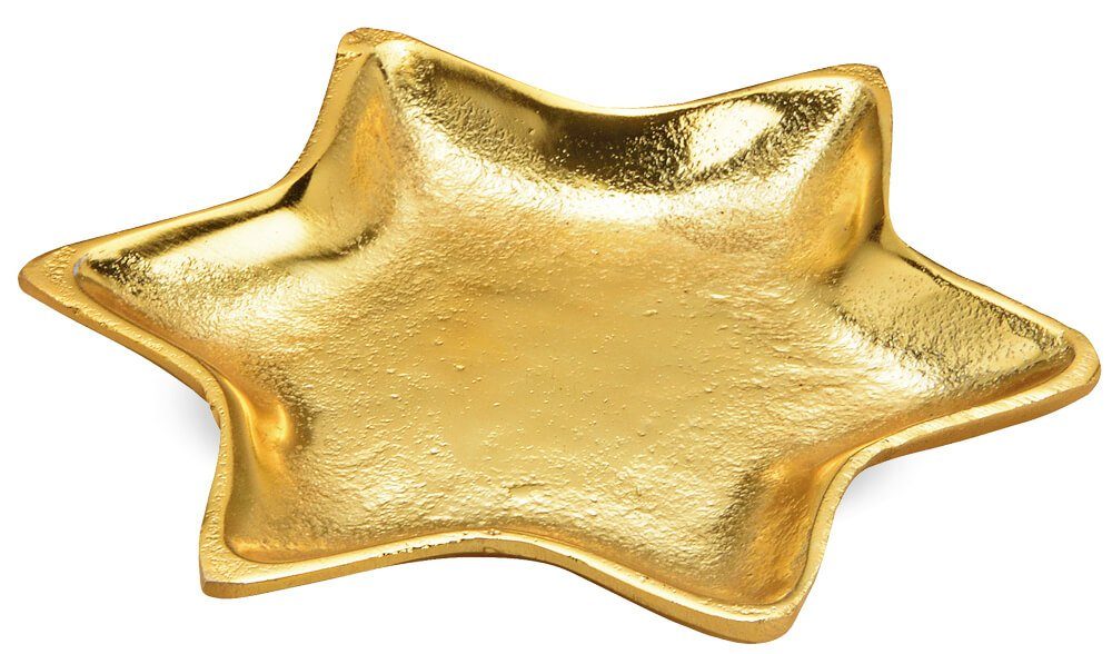 matches21 HOME & HOBBY Vorratsdose Stern Teller Dekoteller sternförmig Weihnachten gold Ø 16 cm, Metall, (1-tlg)