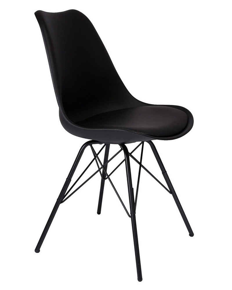 Junado® Schalenstuhl Lekues, mit integriertem Sitzkissen in Lederoptik in schwarz