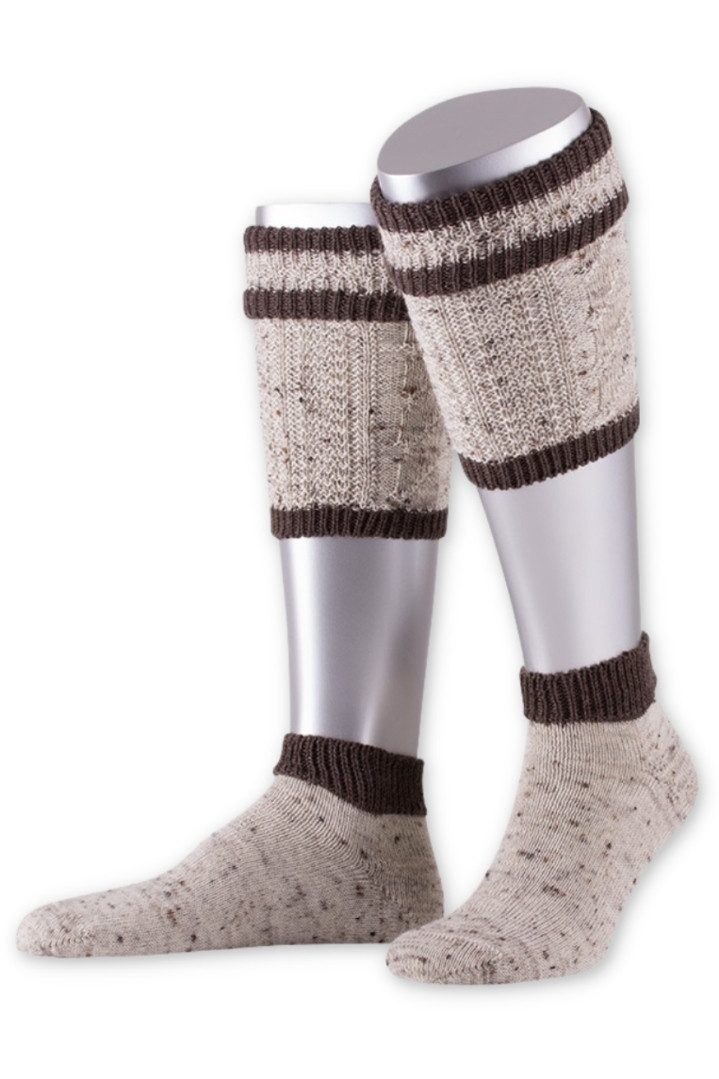 Lusana Trachtensocken Loferl - L479T - beigemeliert/braun, jeans/braun