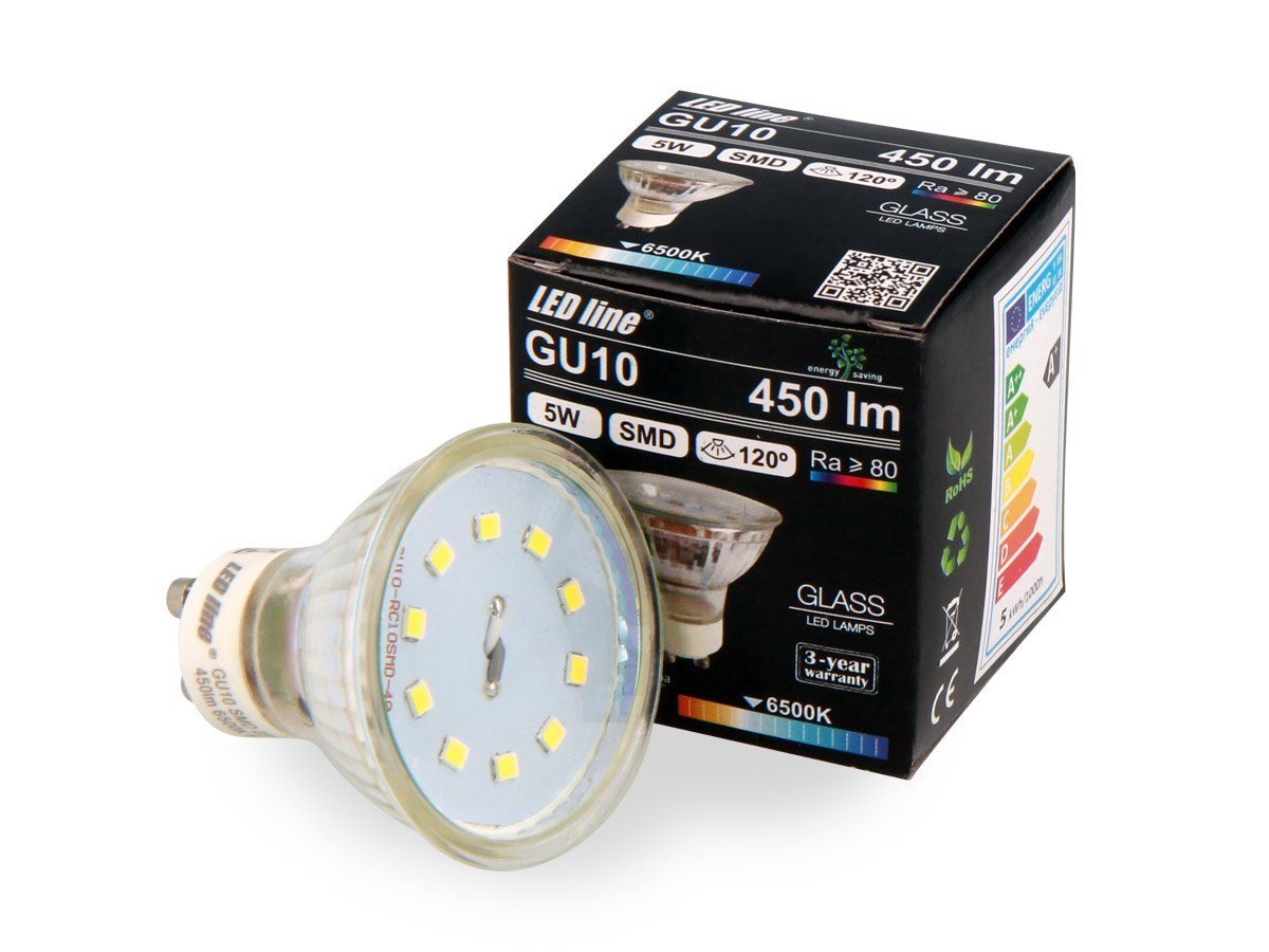 LED-Line LED-Leuchtmittel GU10 5W LED Leuchtmittel Kaltweiß 6500K 450, 5 St günstig online kaufen