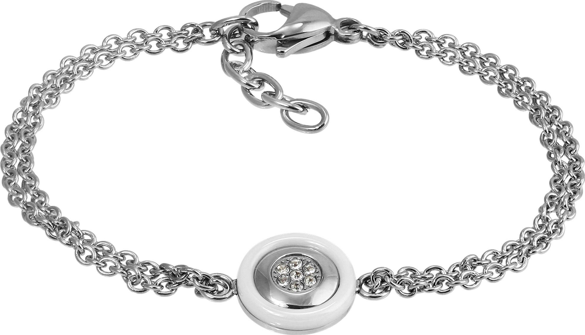 Edelstahlarmband Amello Rund Armband silber weiß