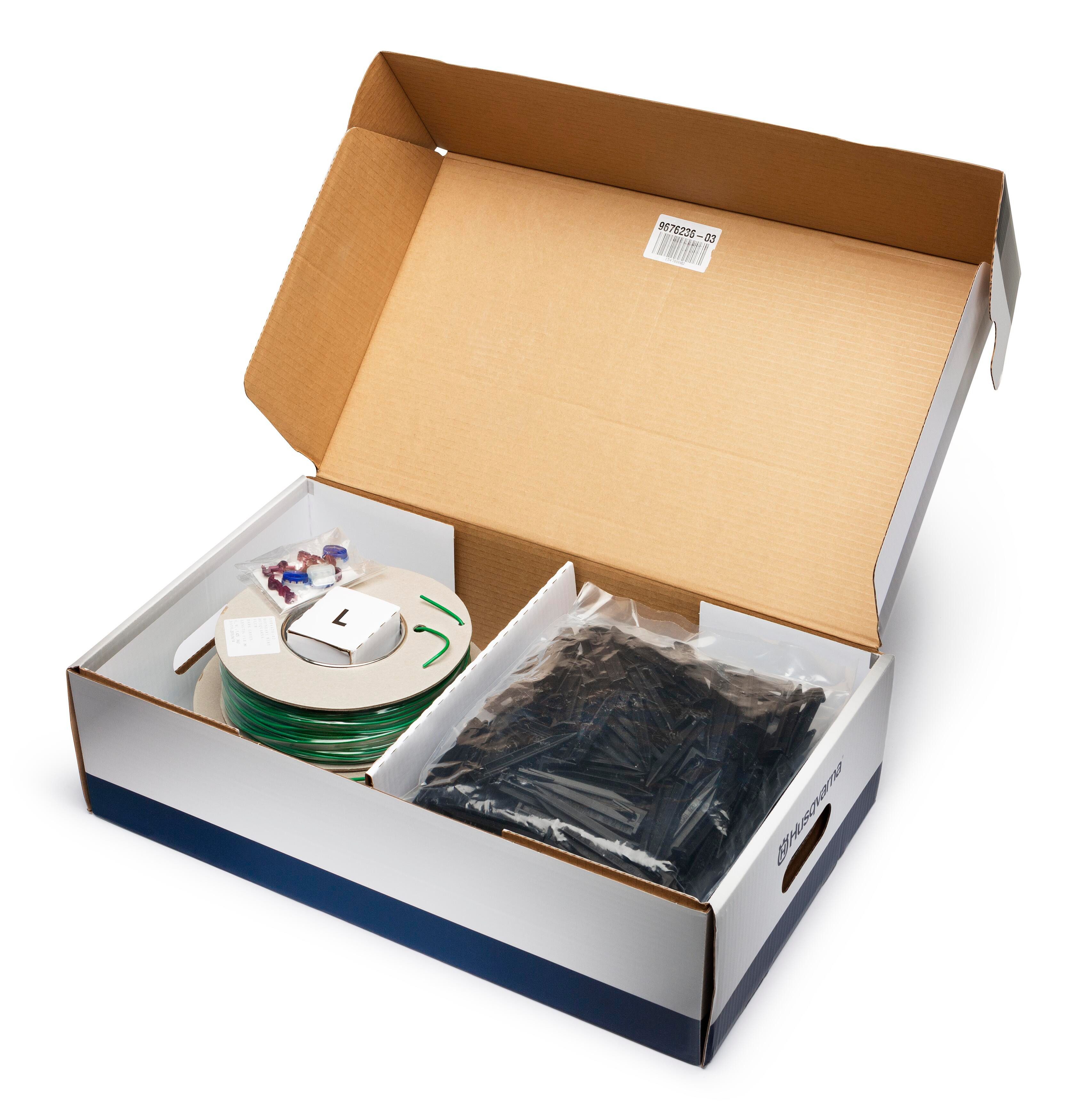 Husqvarna Rasenmähroboter Automower Installations-Kit M, 250 m Begrenzungskabel, 400 Haken, 3 Kuppler & 5 Steckverbinder