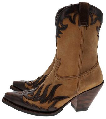 Sendra Boots 17448 Beige Braun Stiefelette Rahmengenähter Damen Westernstiefelette