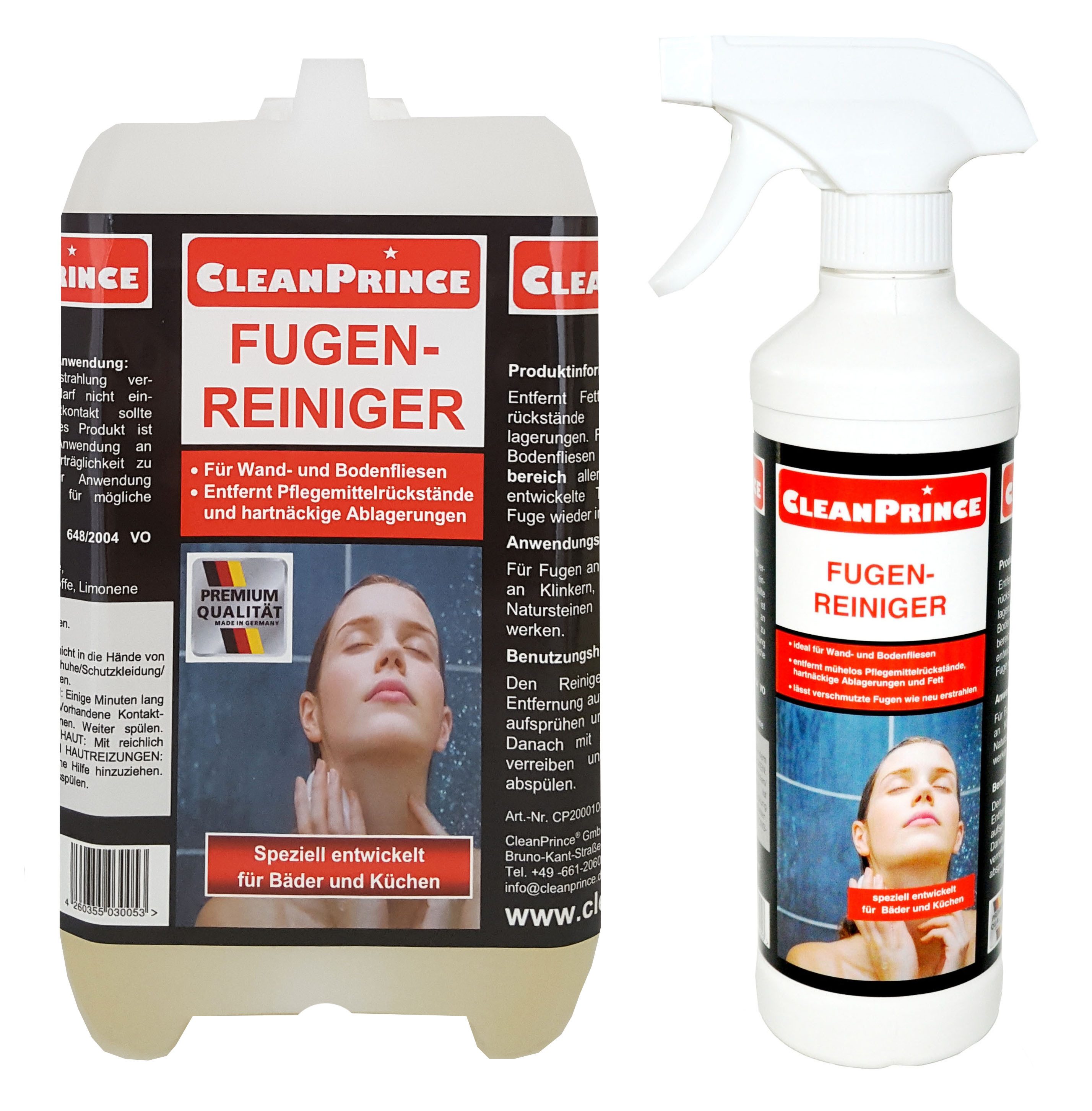 CleanPrince Fugenreiniger für Badfugen und Fliesenfugen Reinigungskonzentrat (Wand- & Bodenfliesen Innen und Außen)