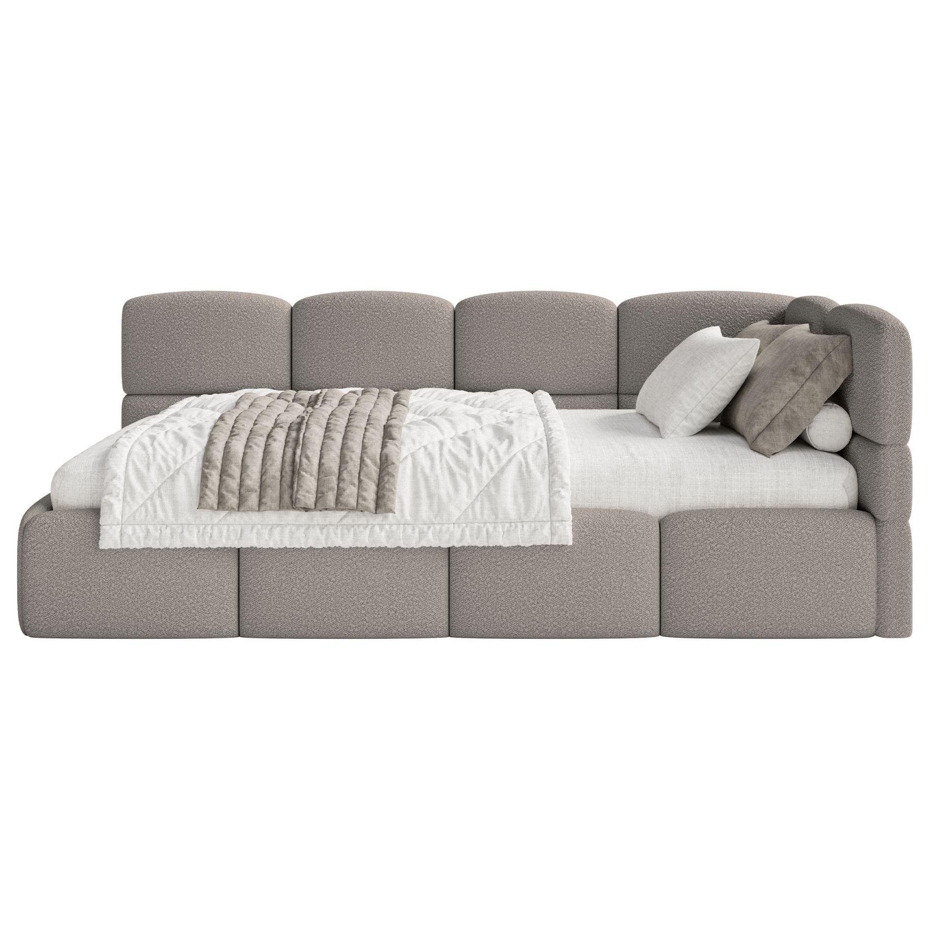 Selsey Jugendbett CLOUDY, mit Bettkasten, Bouclé, 90x200 cm, Kopfteil links günstig online kaufen