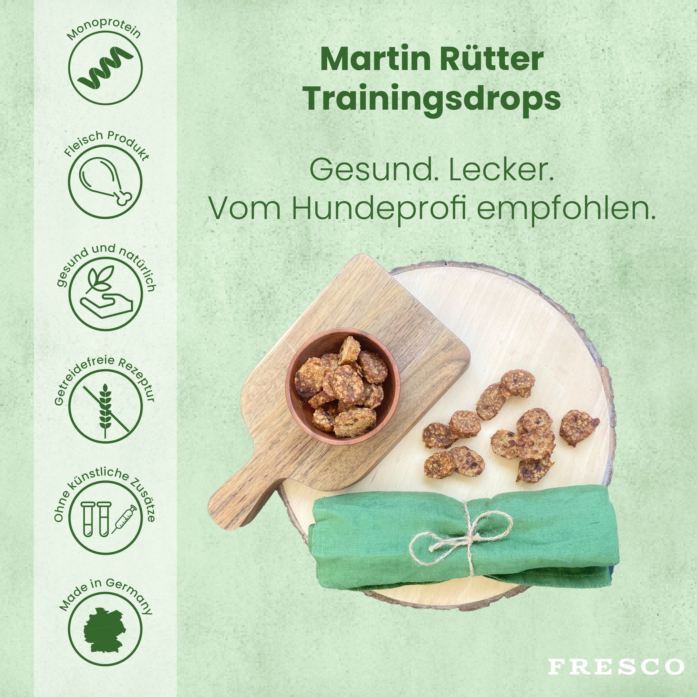Fresco Dog Martin Rütter Trainingsdrops Pute 1kg, gesunde Hundeleckerli, Snack für: Hunde, Getreidefrei, zuckerfrei & hoher Fleischanteil